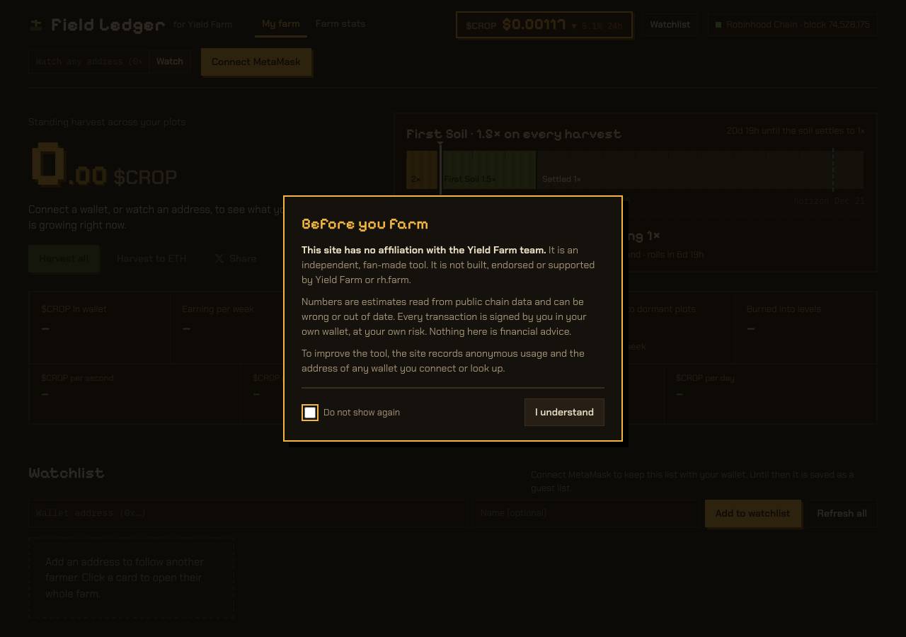 Screenshot of yfdash.farm taken by the zone census on 2026-09-25