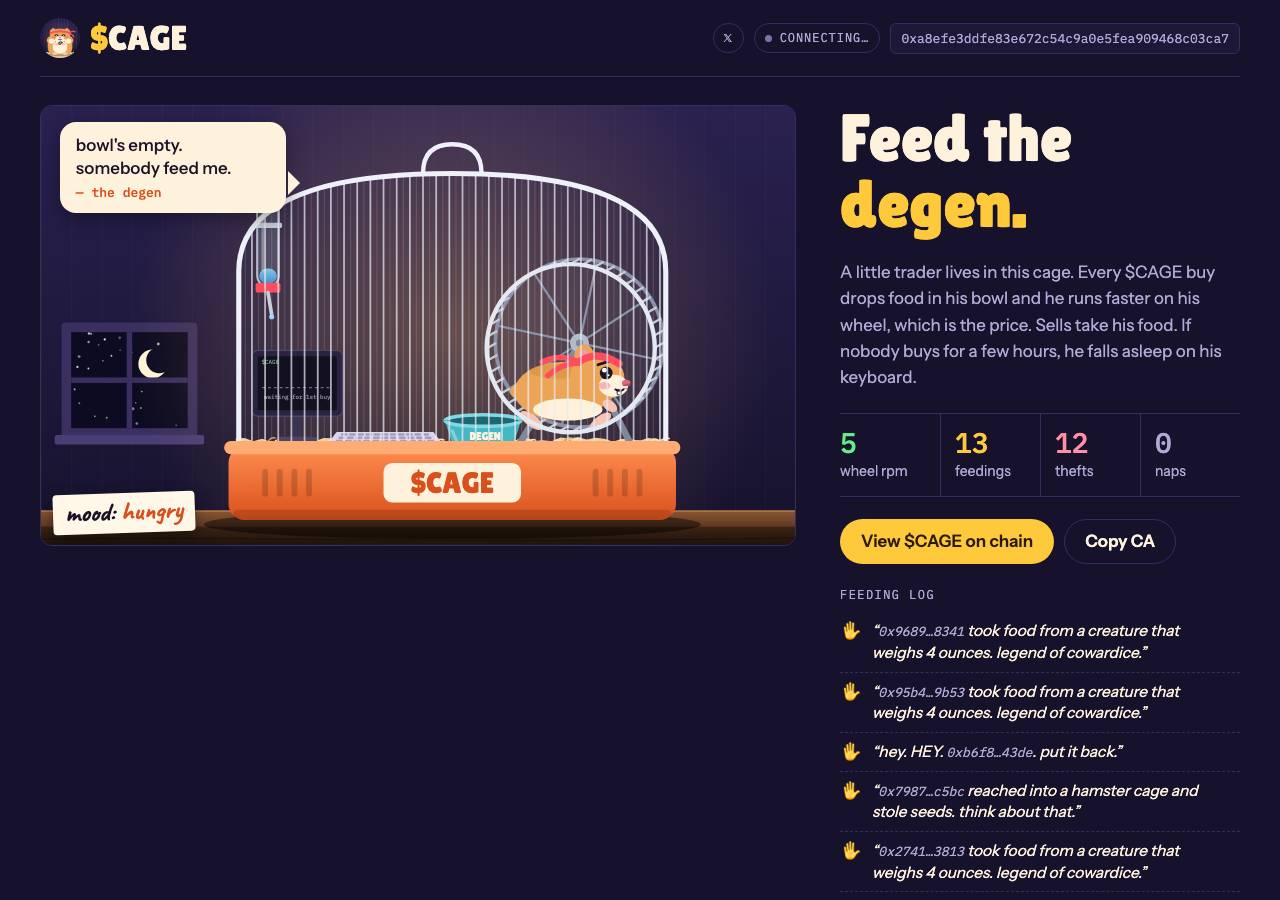 Screenshot of feedthedegen.fun taken by the zone census on 2026-09-26