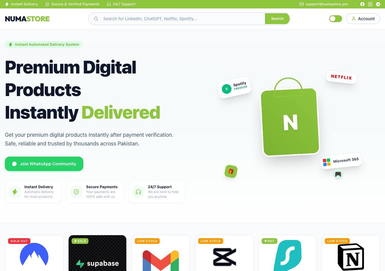 Screenshot of numastore.pro taken by the zone census on 2026-09-26
