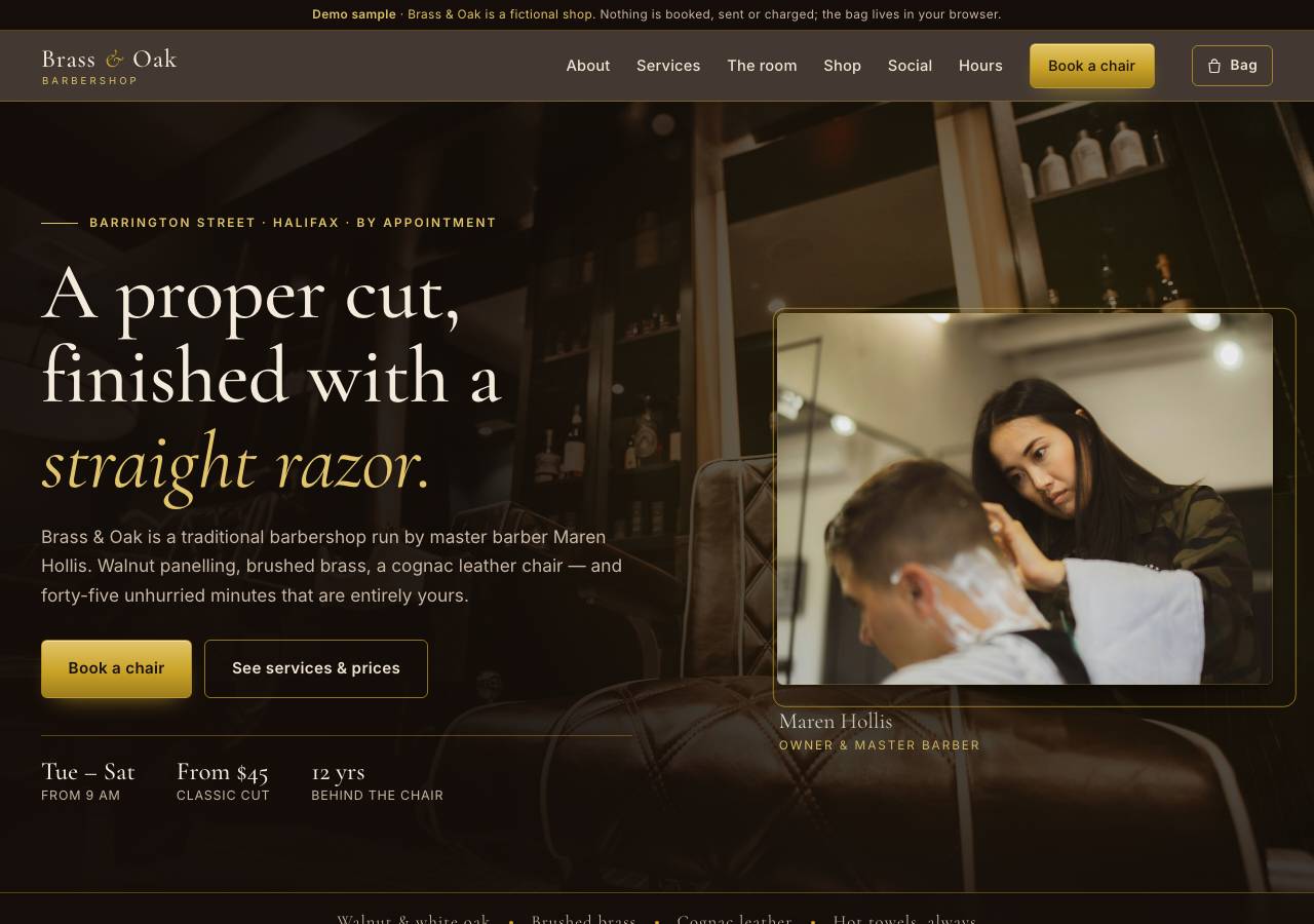 Screenshot of oldmoney.hair taken by the zone census on 2026-09-26