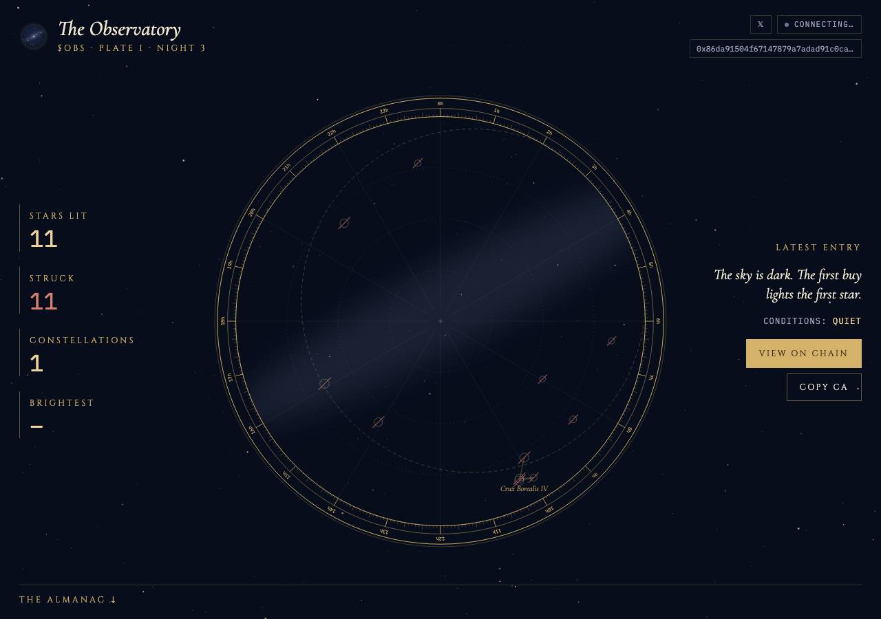 Screenshot of theobservatory.fun taken by the zone census on 2026-09-26