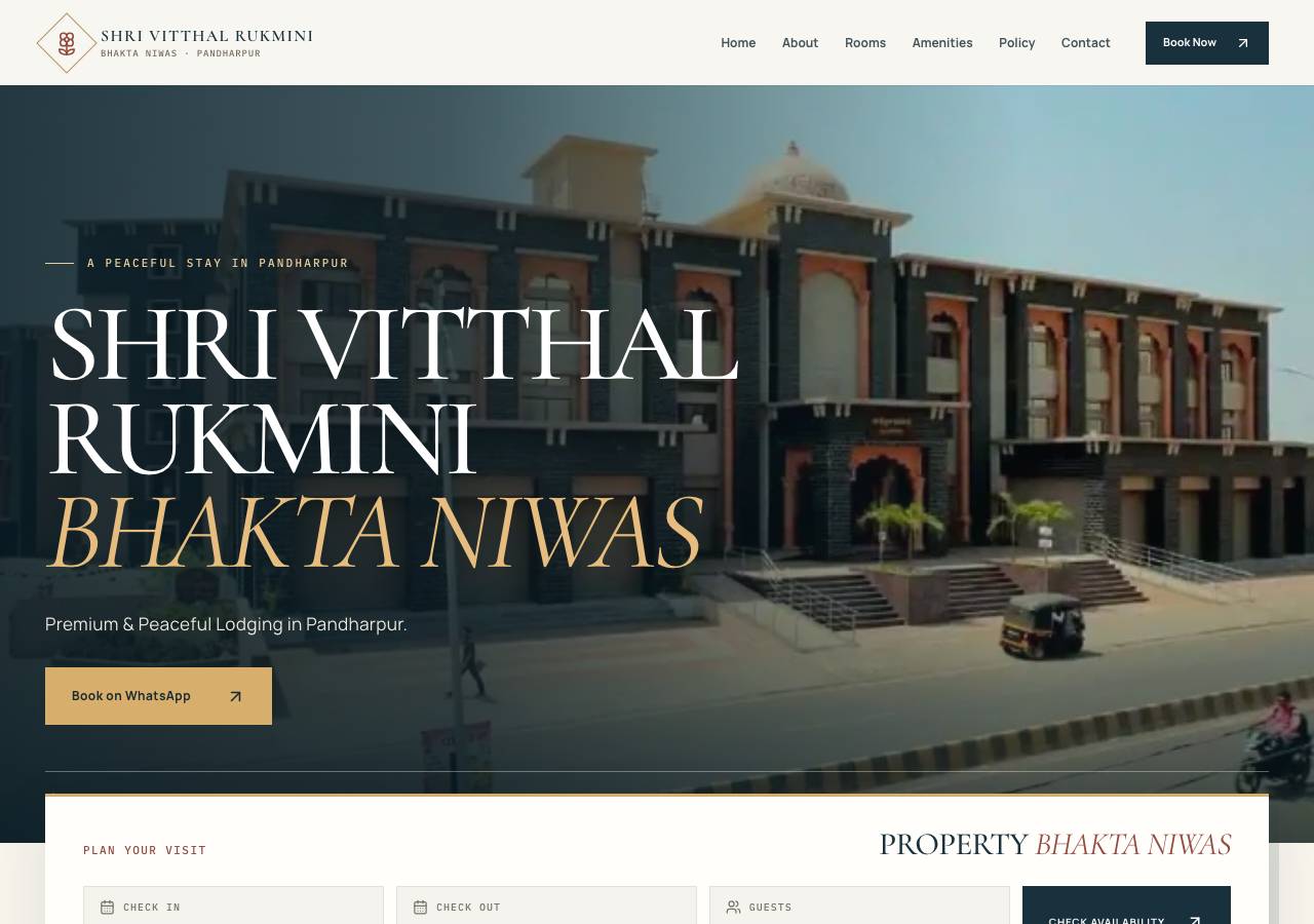 Screenshot of vitthalrukminibhaktaniwaspandharpur.online taken by the zone census on 2026-09-26