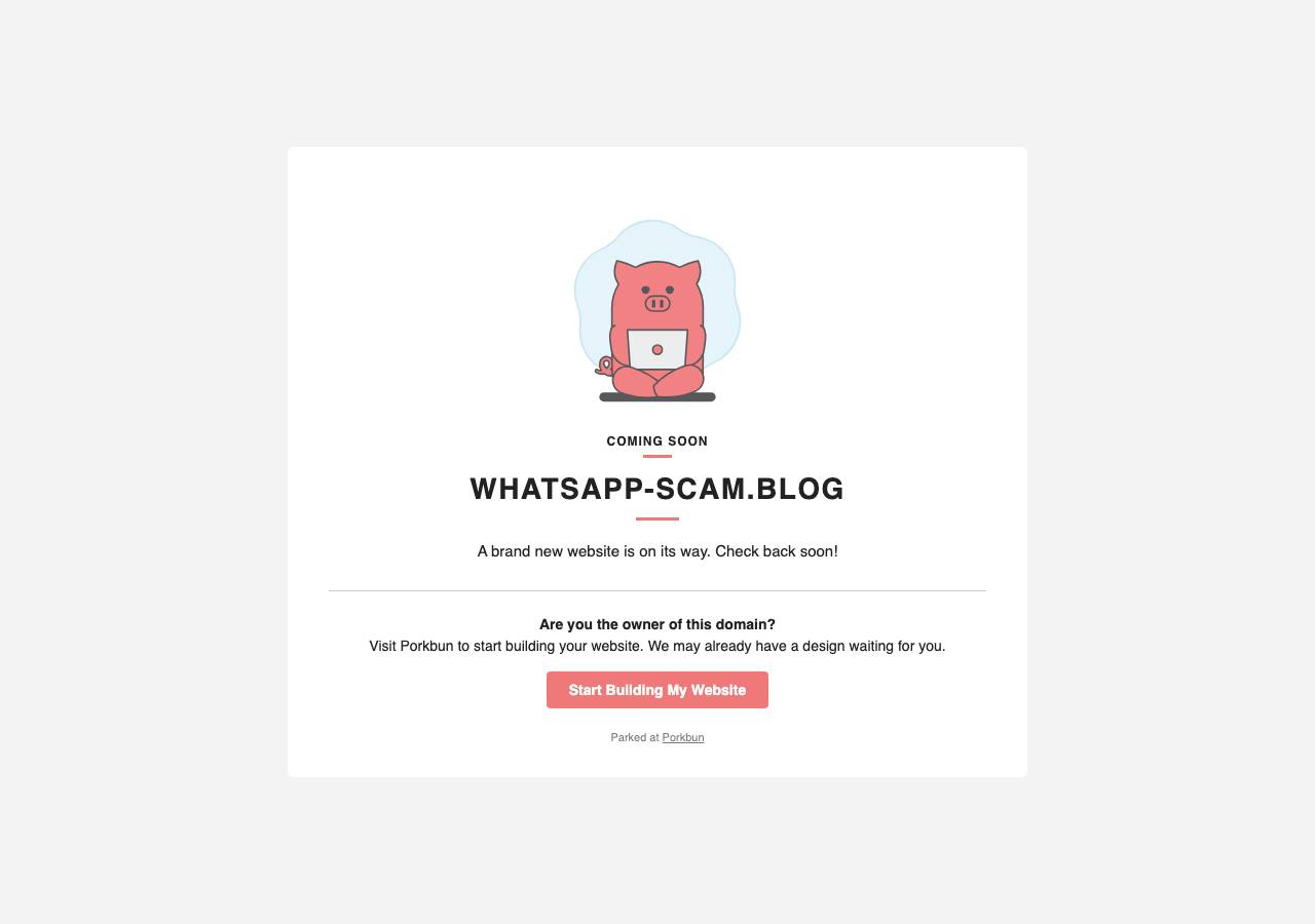 Screenshot of whatsapp-scam.blog taken by the zone census on 2026-09-26