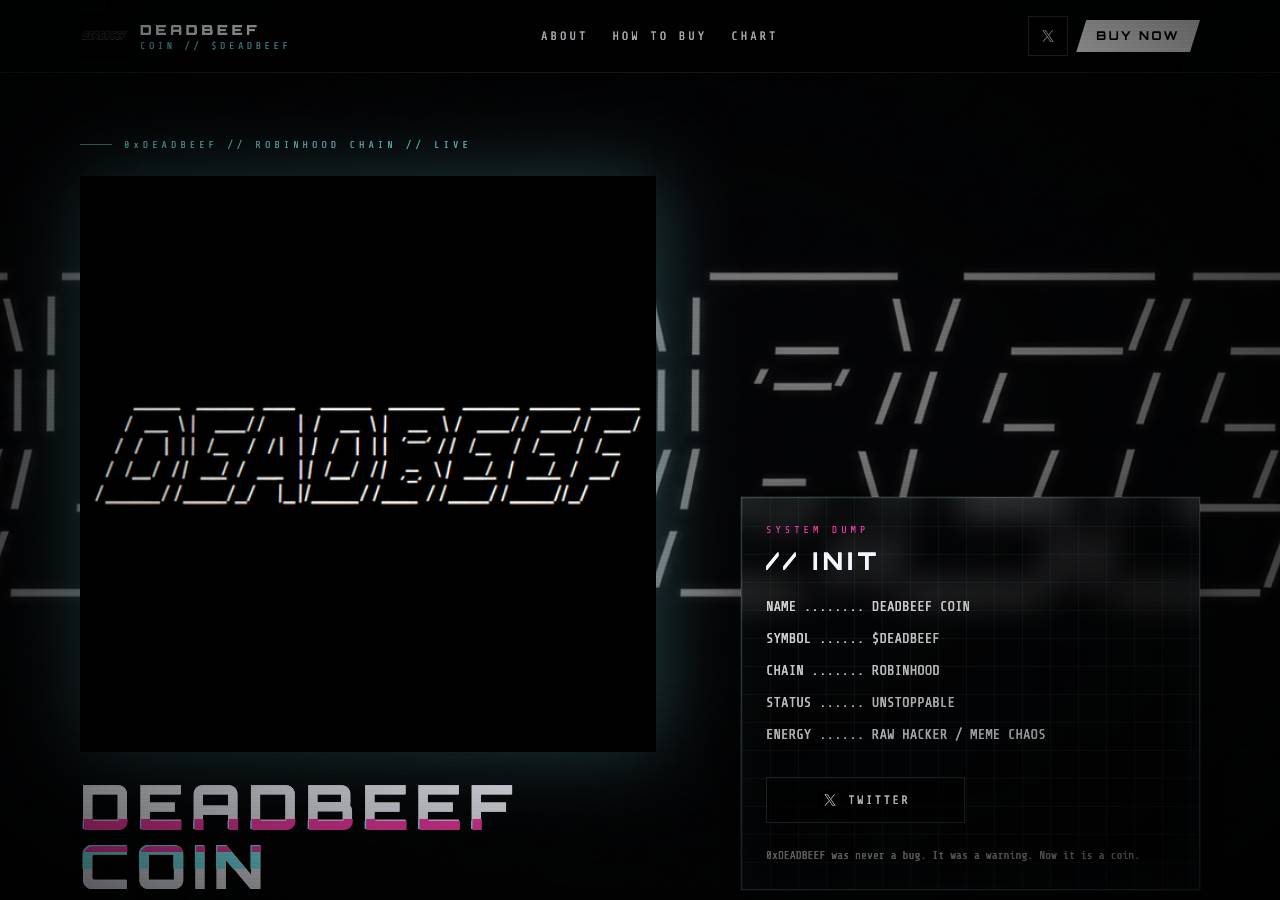 Screenshot of deadbeefcoin.fun taken by the zone census on 2026-09-30