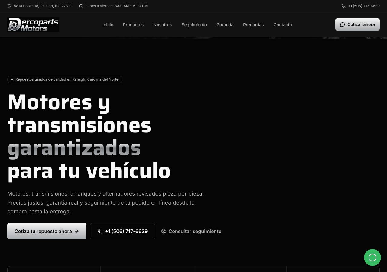 Screenshot of dercopartsmotors.autos taken by the zone census on 2026-09-30