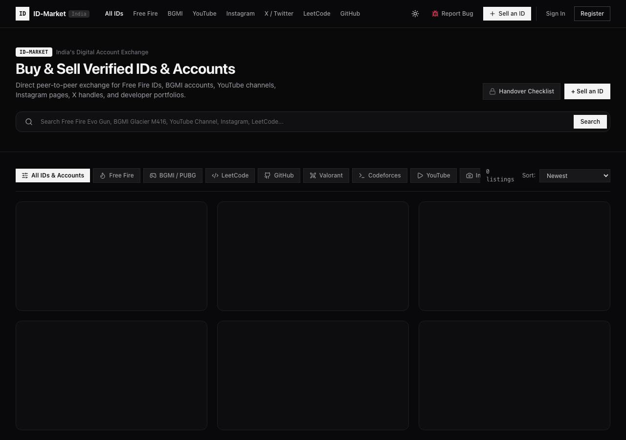 Screenshot of id-market.online taken by the zone census on 2026-09-30