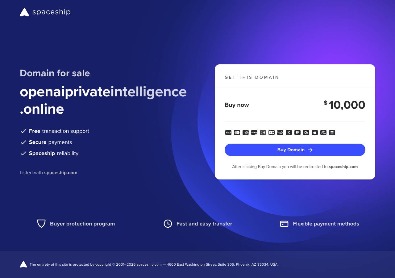 Screenshot of openaiprivateintelligence.online taken by the zone census on 2026-09-30