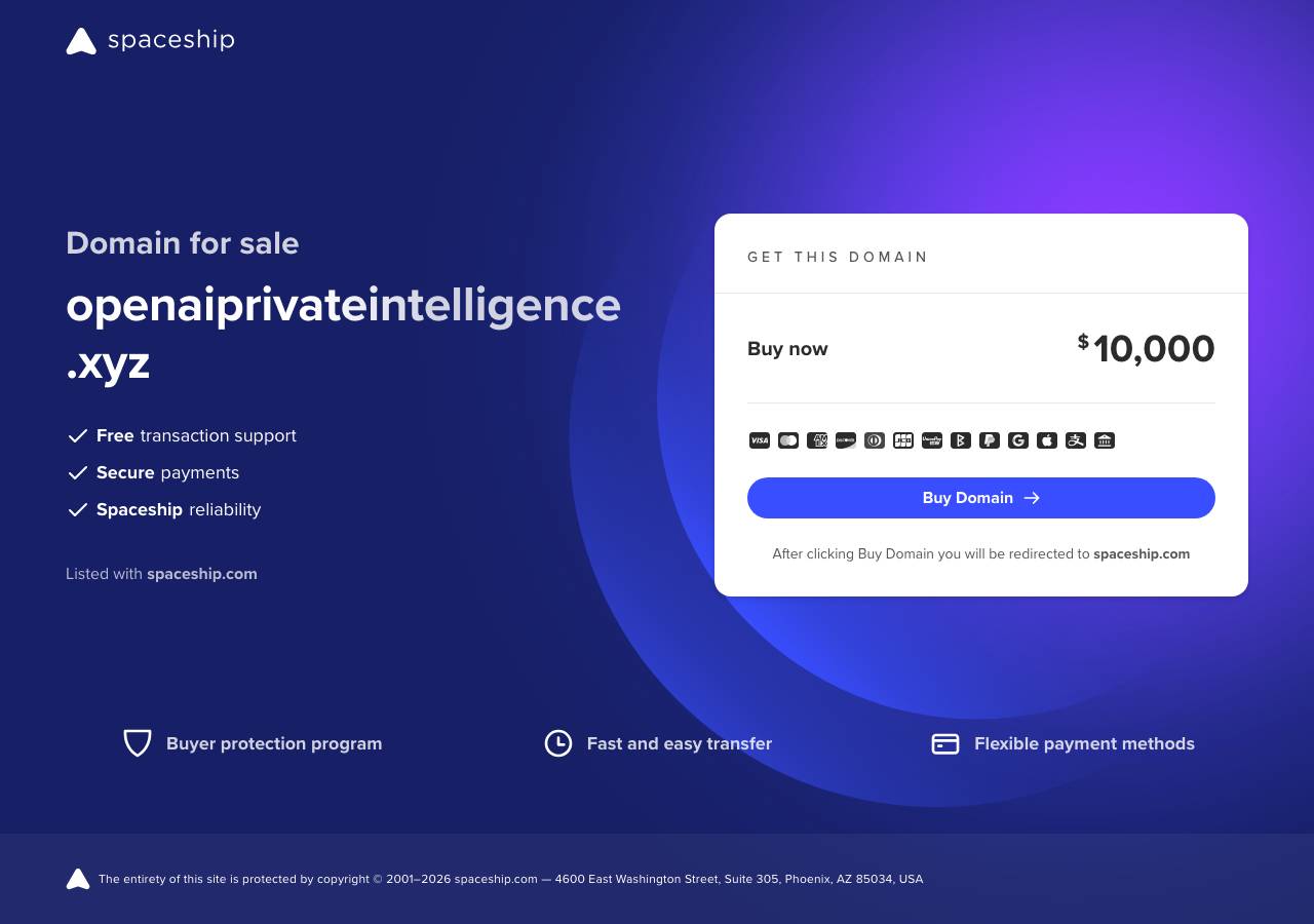 Screenshot of openaiprivateintelligence.xyz taken by the zone census on 2026-09-30