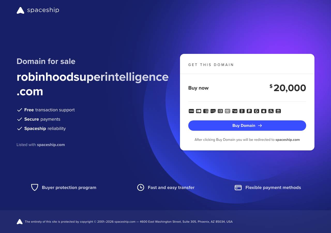 Screenshot of robinhoodsuperintelligence.com taken by the zone census on 2026-09-30
