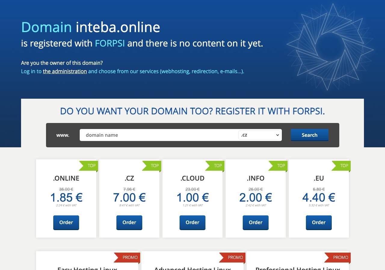 Screenshot of inteba.online taken by the zone census on 2026-10-01