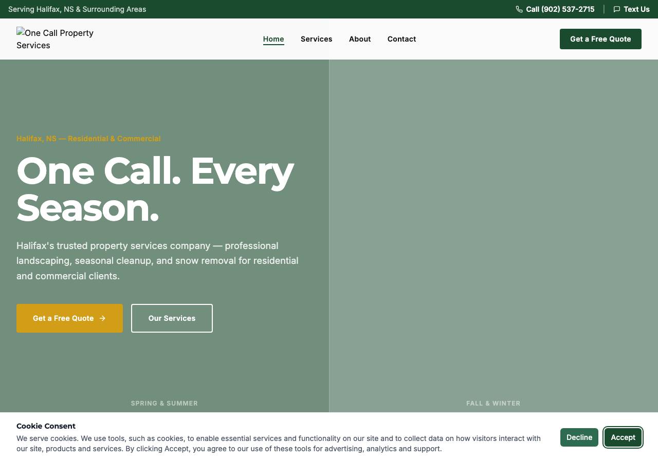Screenshot of onecallpropertyservices.net taken by the zone census on 2026-10-01