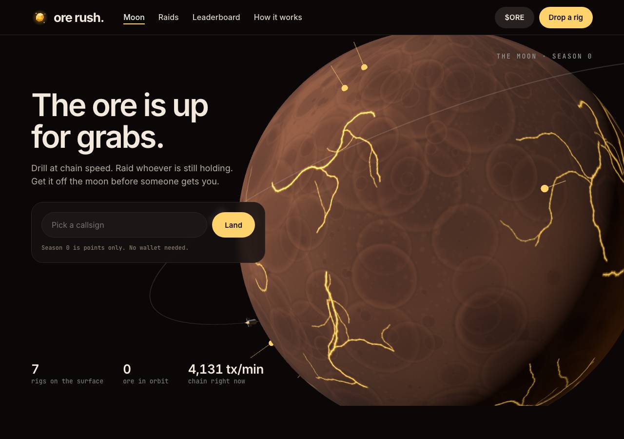 Screenshot of orerush.fun taken by the zone census on 2026-10-01