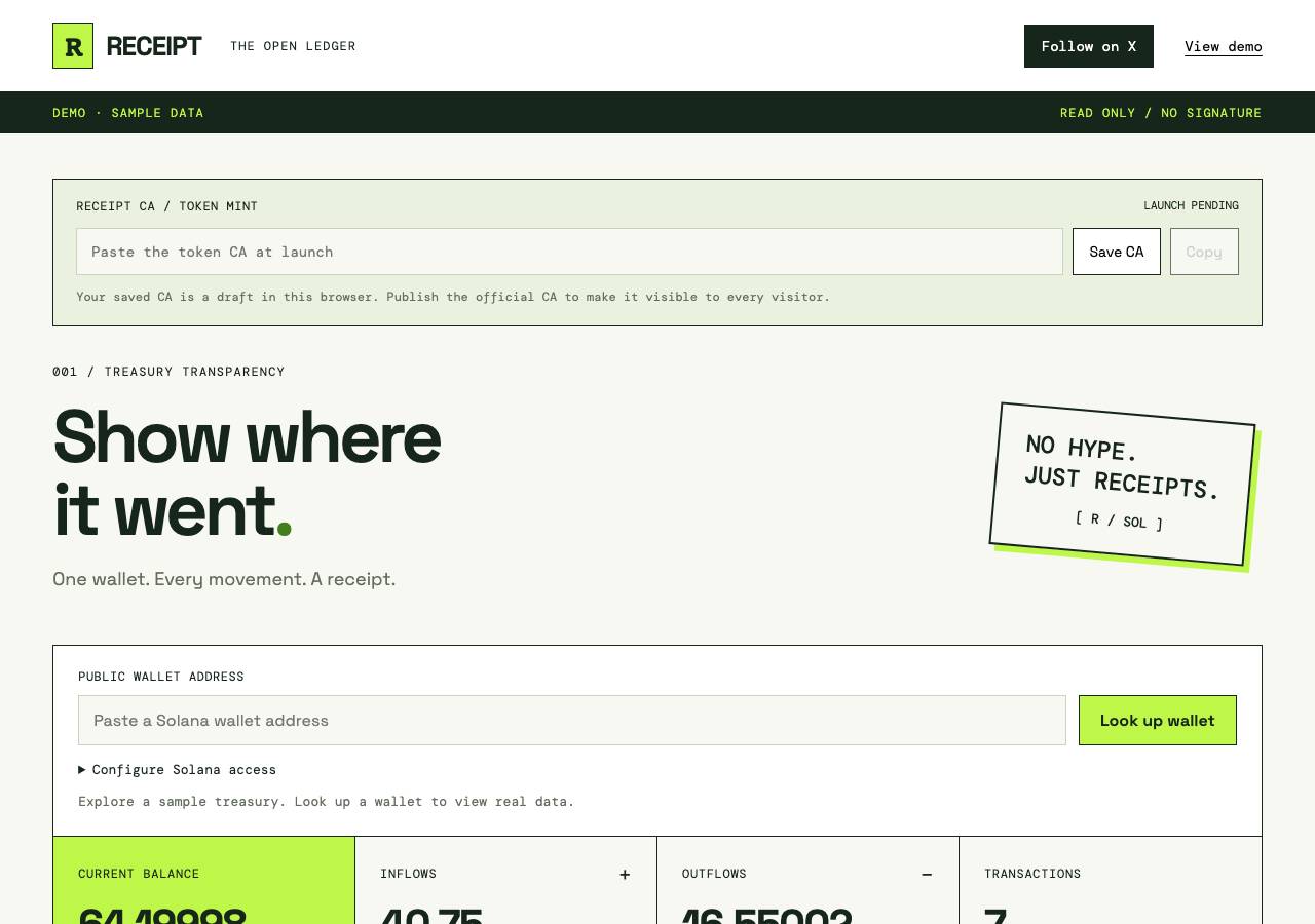 Screenshot of receiptpad.fun taken by the zone census on 2026-10-01