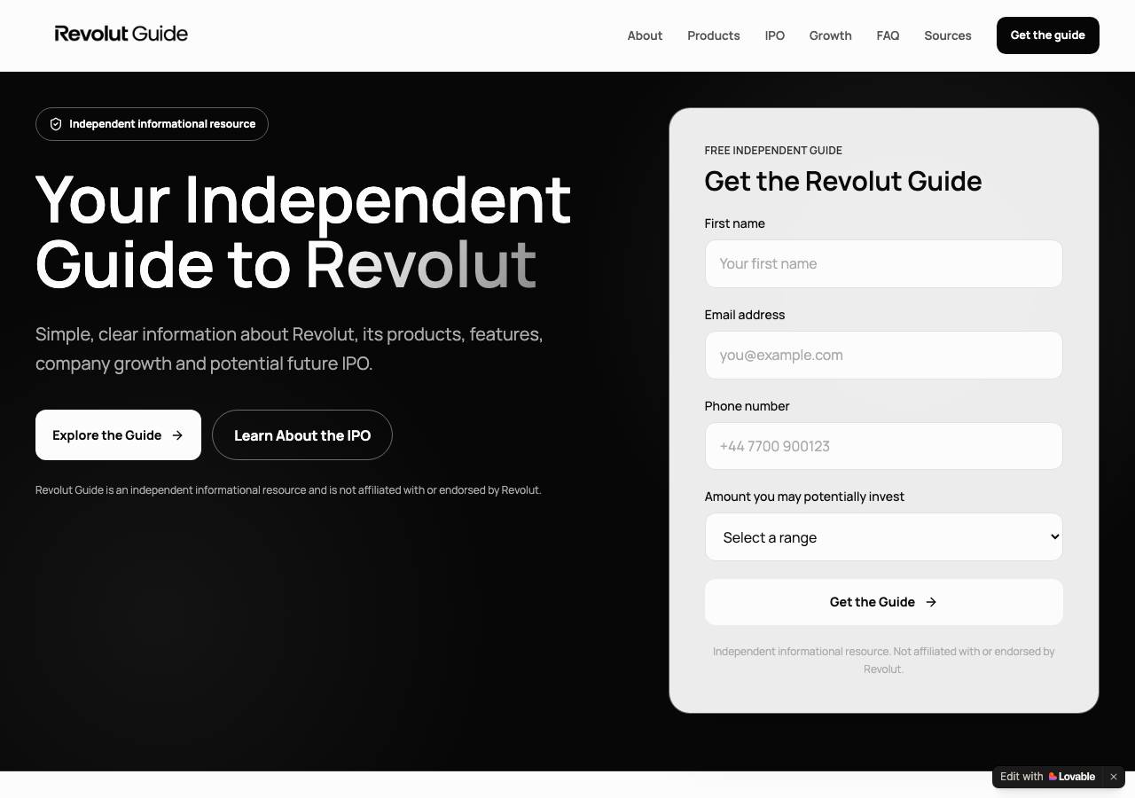 Screenshot of revolutguide.xyz taken by the zone census on 2026-10-01