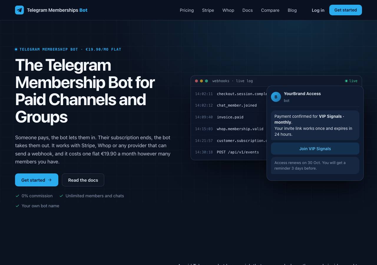 Screenshot of telegrammembershipsbot.com taken by the zone census on 2026-10-01