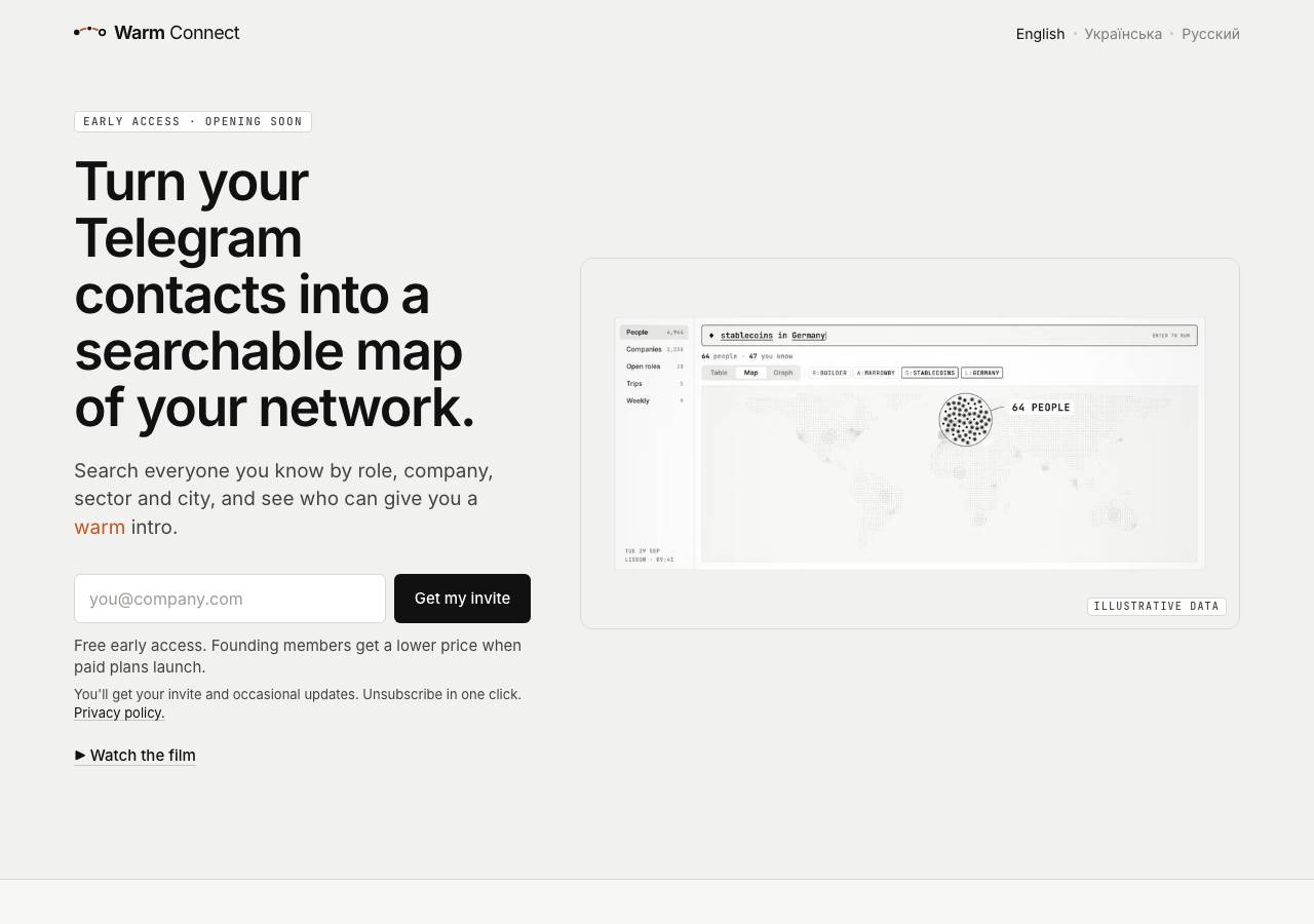 Screenshot of warmconnect.xyz taken by the zone census on 2026-10-01