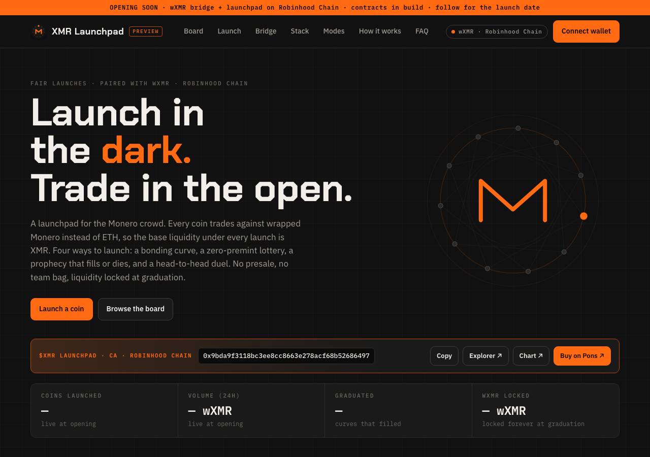 Screenshot of xmrlaunchpad.xyz taken by the zone census on 2026-10-01