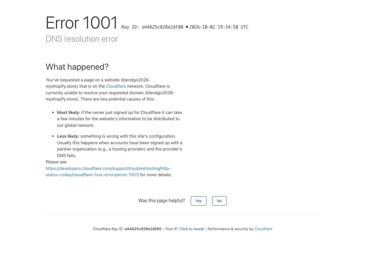 Screenshot of blendgo2026-myshopify.store taken by the zone census on 2026-10-02