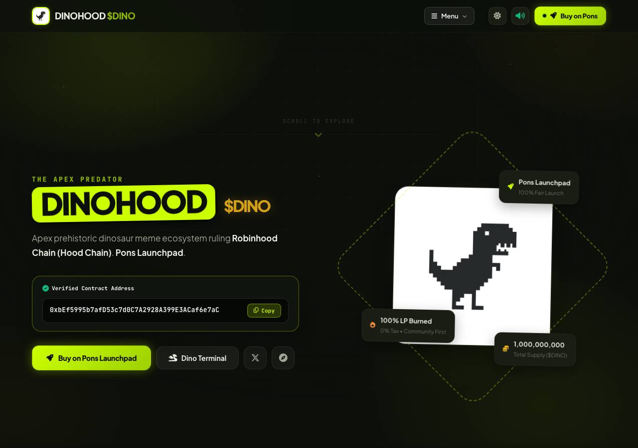 Screenshot of dinohood.fun taken by the zone census on 2026-10-02