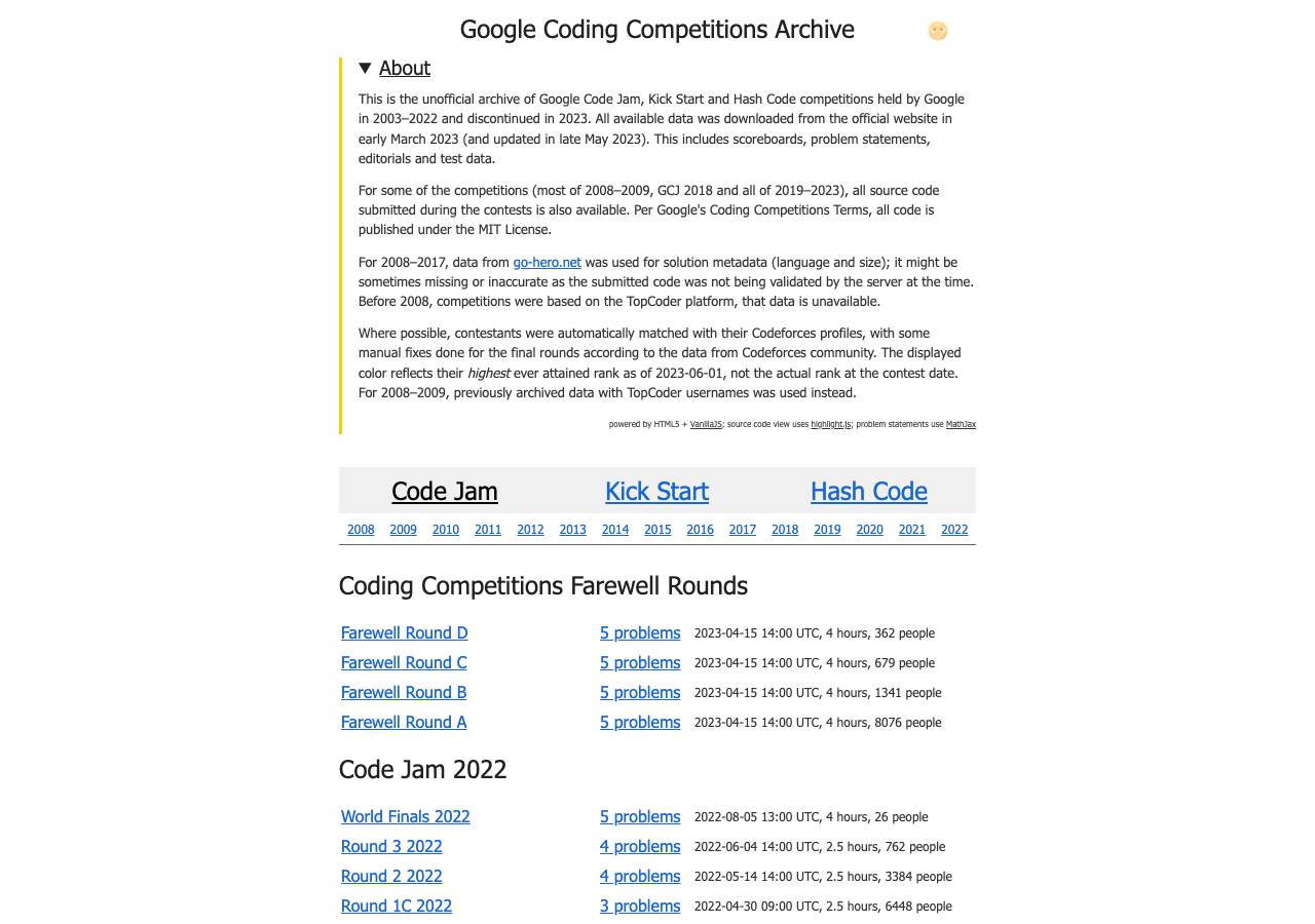 Screenshot of googlecodejam.net taken by the zone census on 2026-10-02