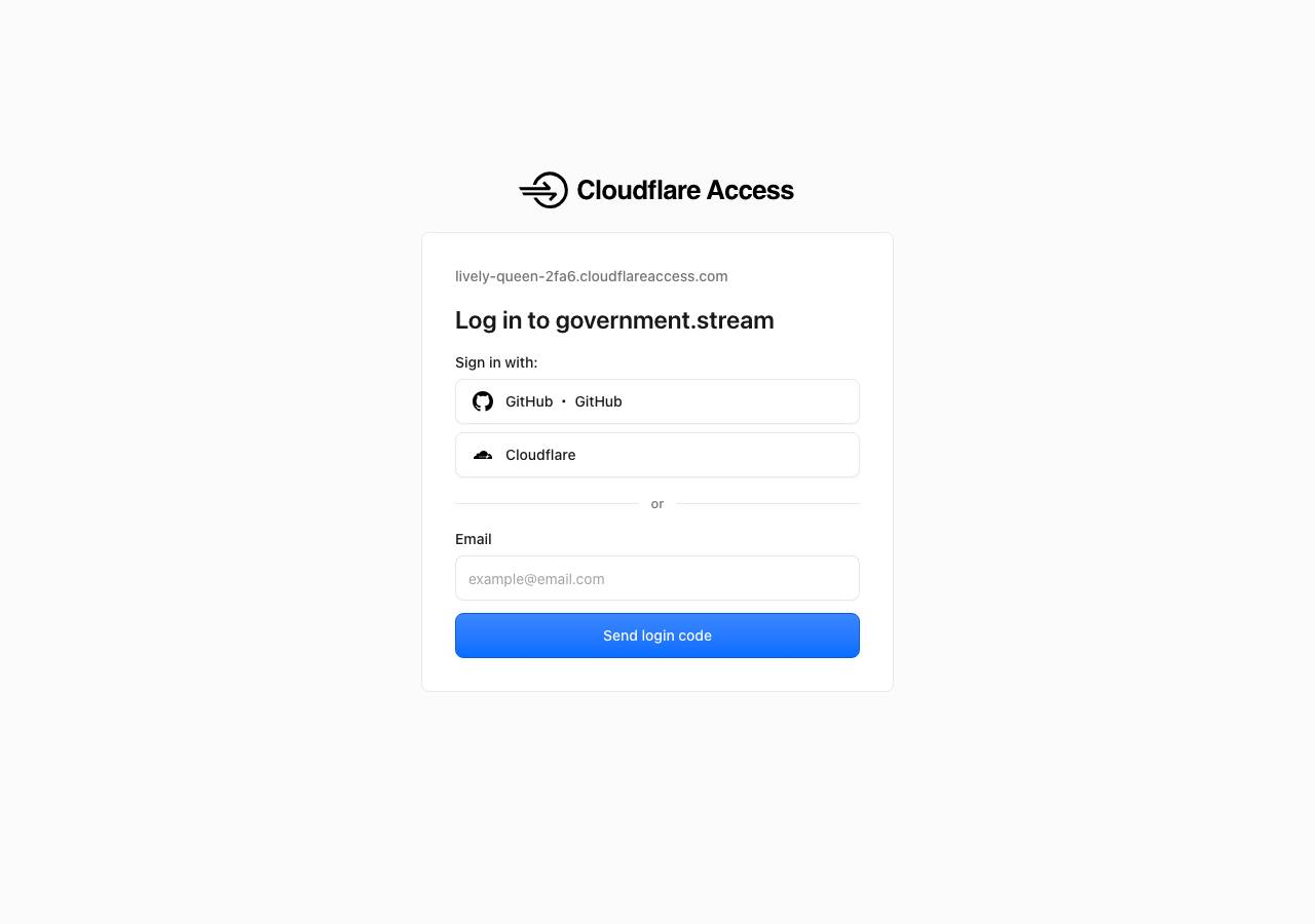 Screenshot of government.stream taken by the zone census on 2026-10-02