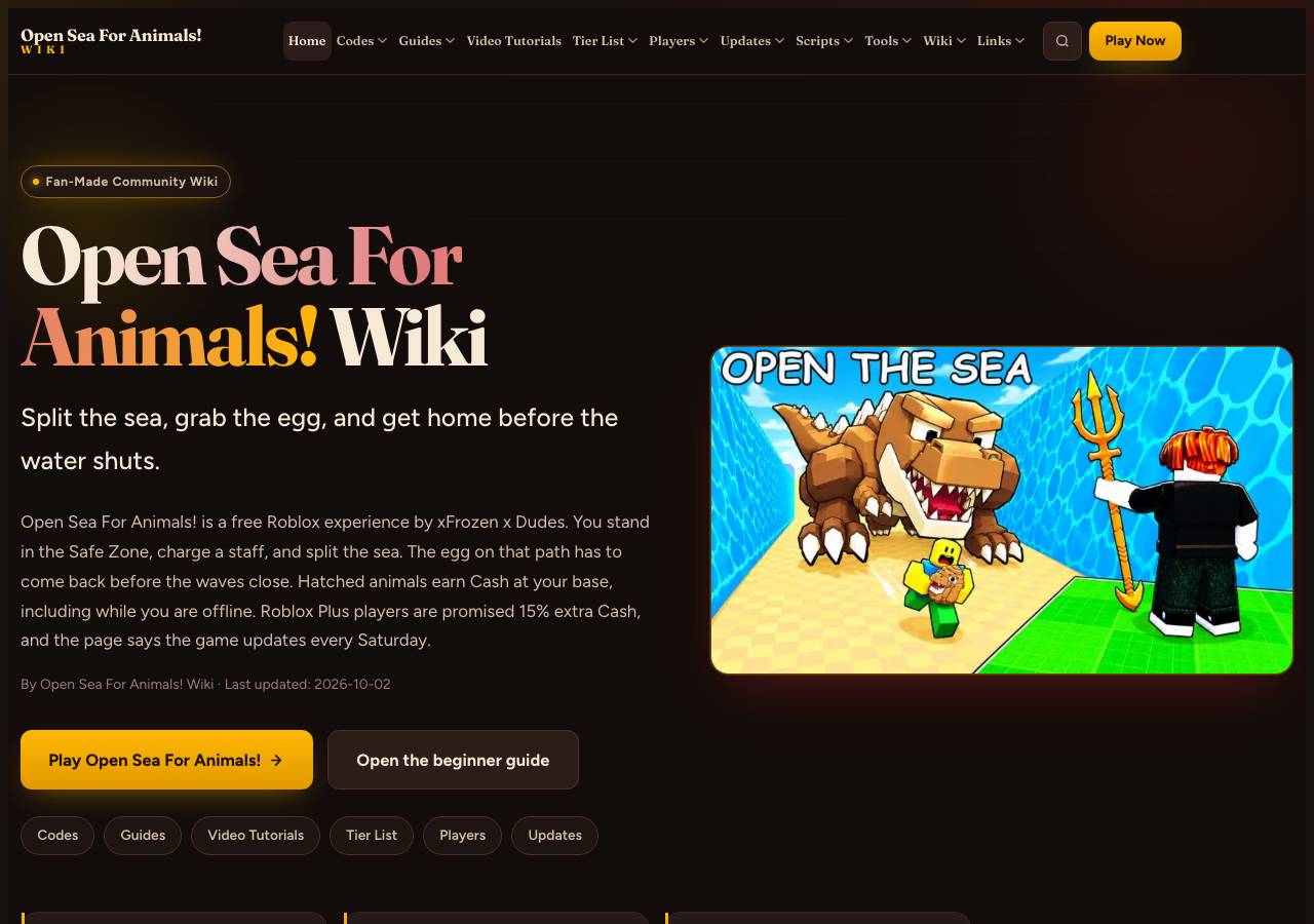 Screenshot of openseaforanimals-roblox.wiki taken by the zone census on 2026-10-02