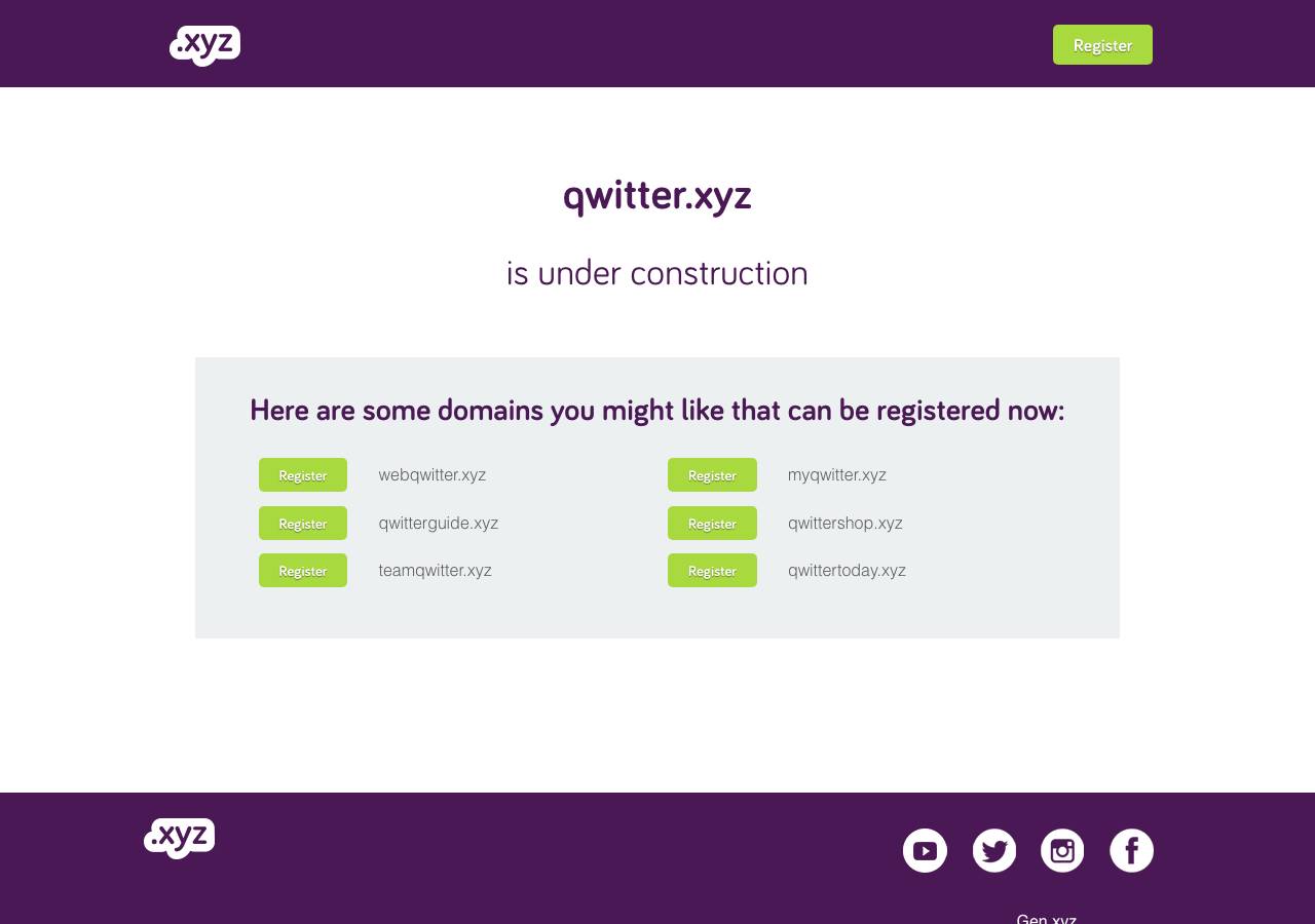 Screenshot of qwitter.xyz taken by the zone census on 2026-10-02