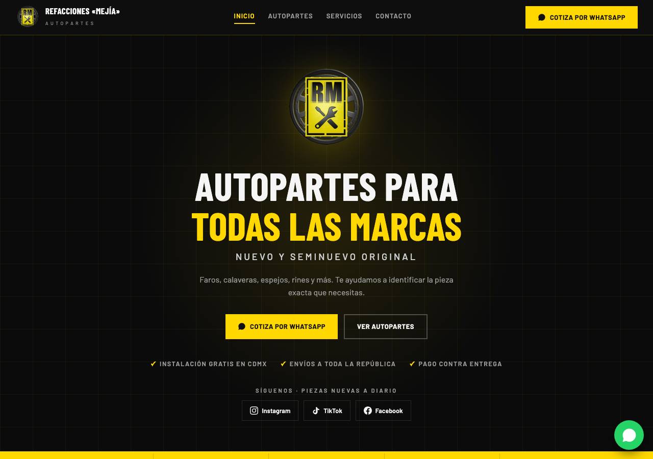 Screenshot of refaccionesmejia.com taken by the zone census on 2026-10-02