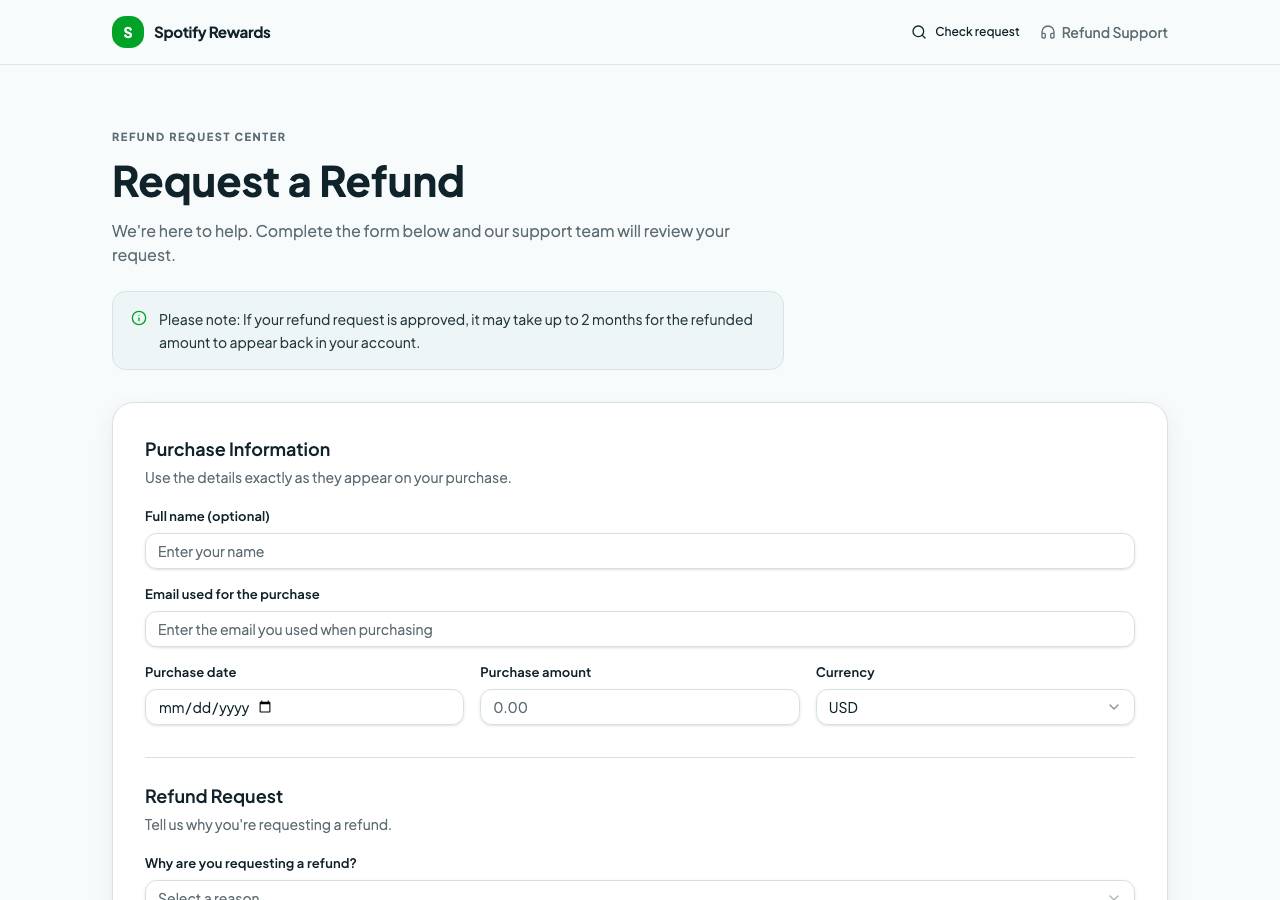 Screenshot of refundsrewardssptfy.online taken by the zone census on 2026-10-02