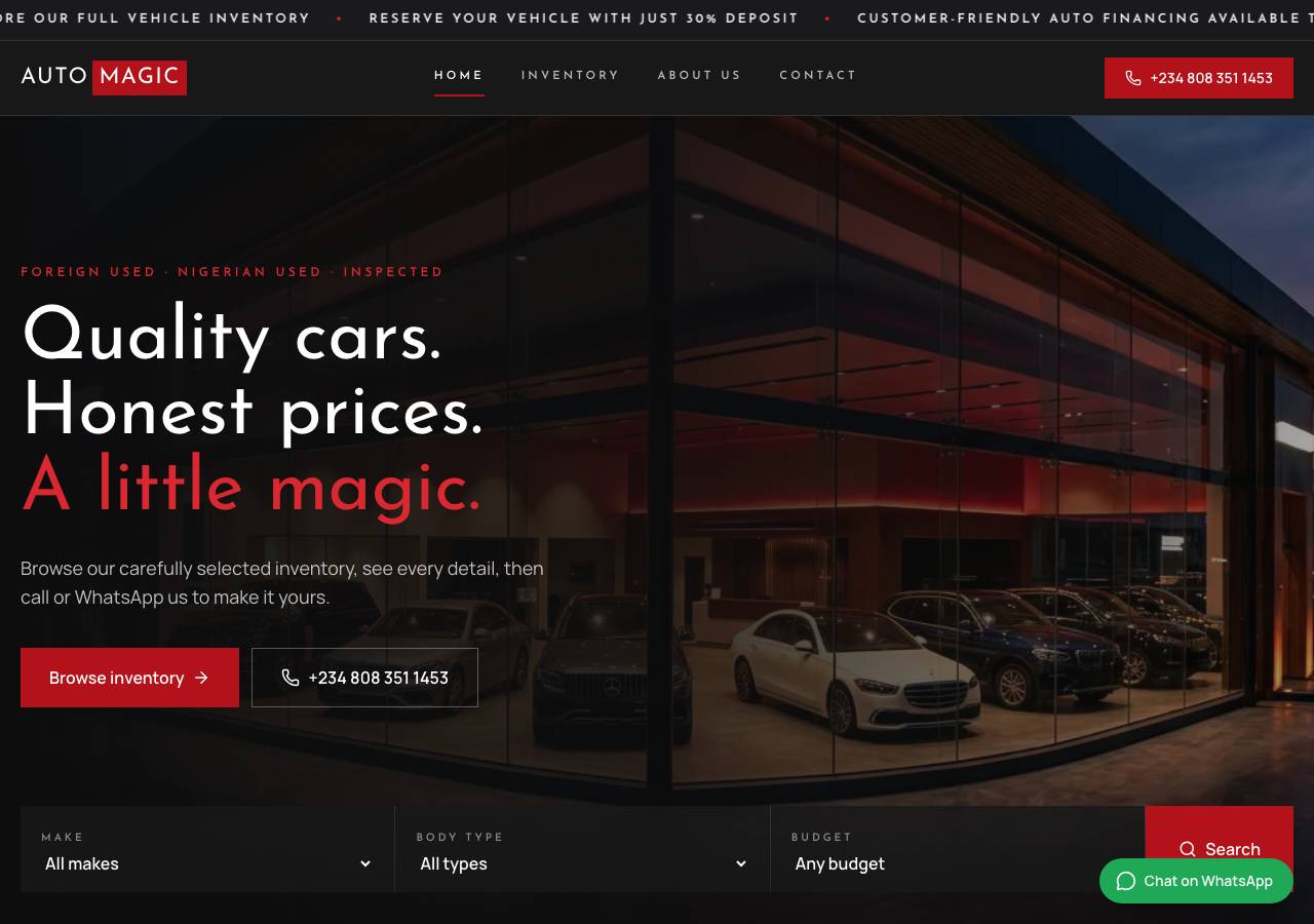 Screenshot of automagic.autos taken by the zone census on 2026-10-03