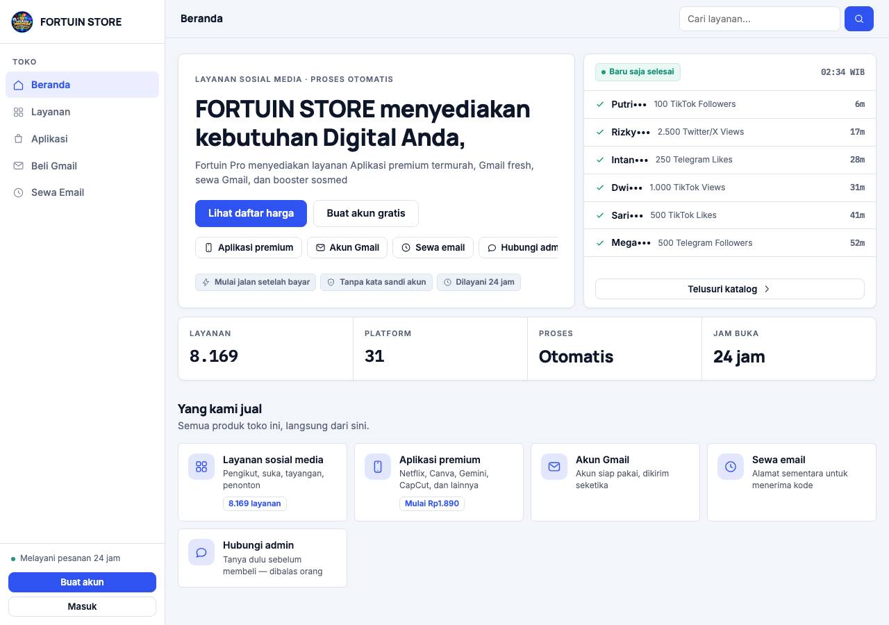 Screenshot of fortuinpro.store taken by the zone census on 2026-10-03