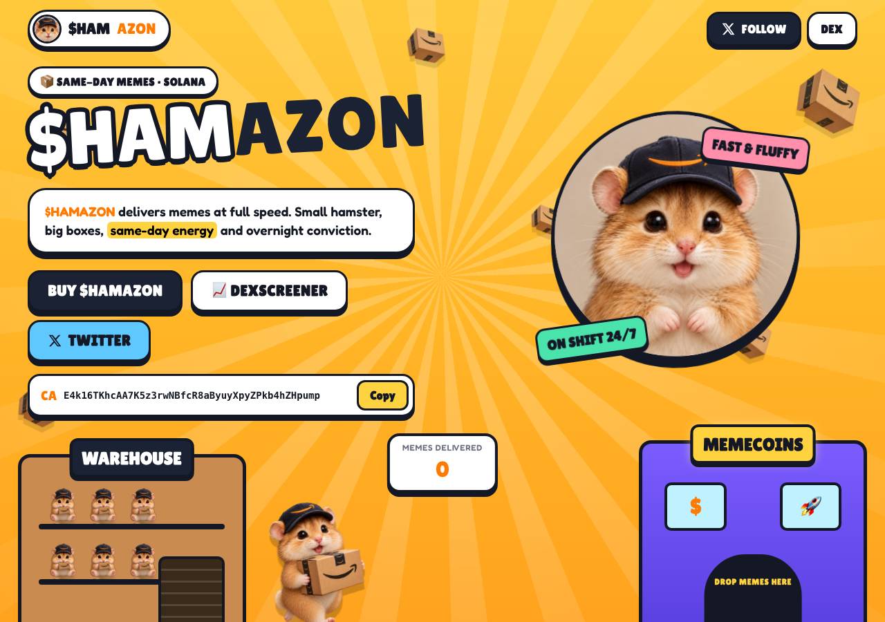 Screenshot of hamazon.fun taken by the zone census on 2026-10-03