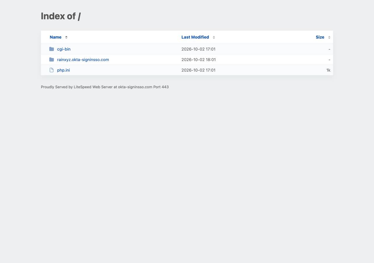 Screenshot of okta-signinsso.com taken by the zone census on 2026-10-03
