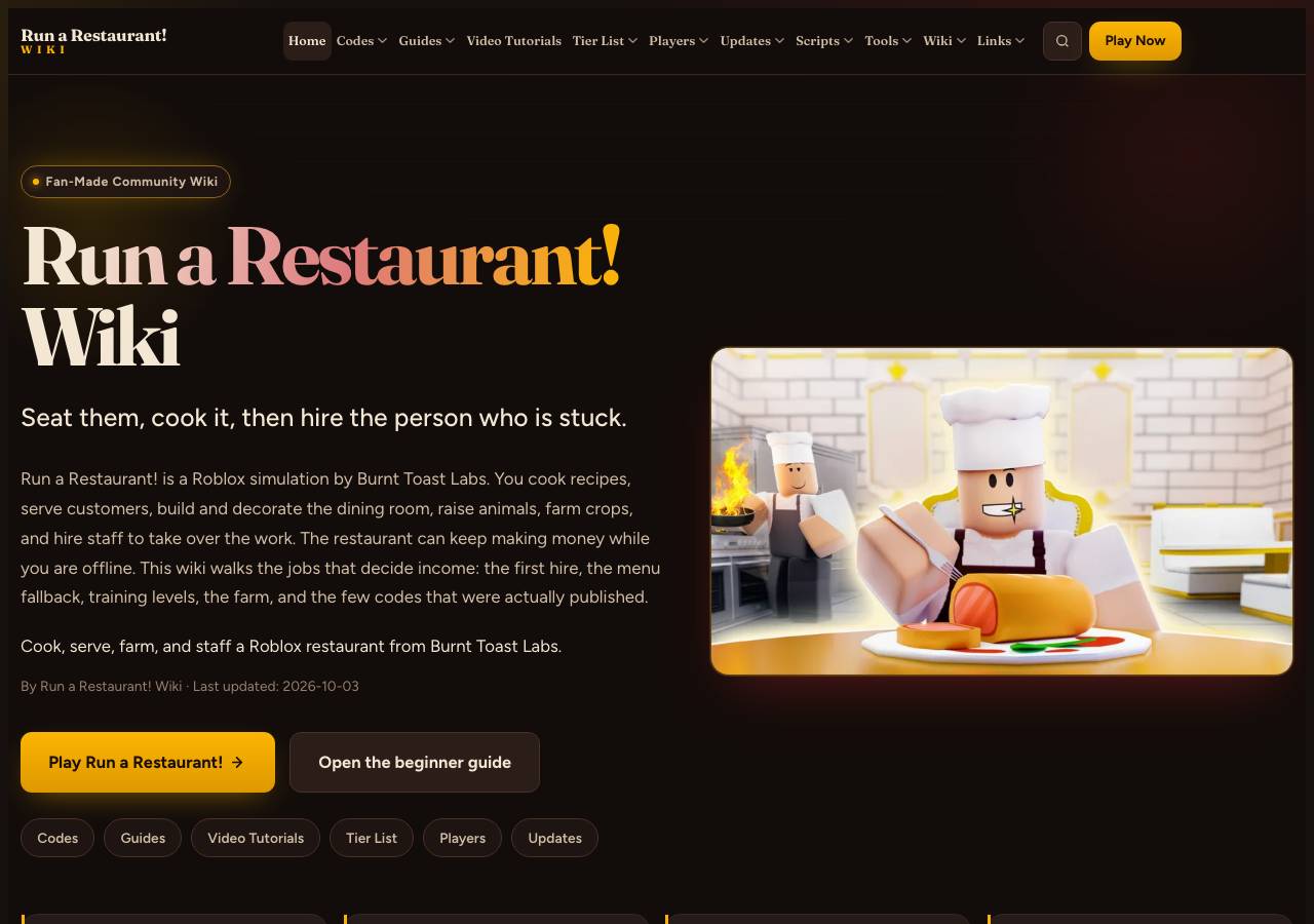 Screenshot of runarestaurant-roblox.wiki taken by the zone census on 2026-10-03