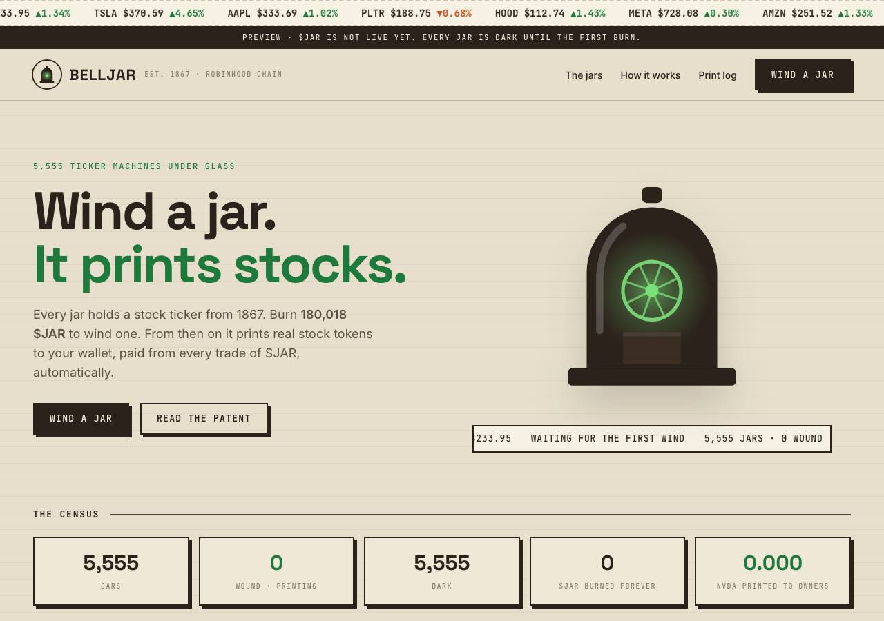Screenshot of belljar.fun taken by the zone census on 2026-10-04