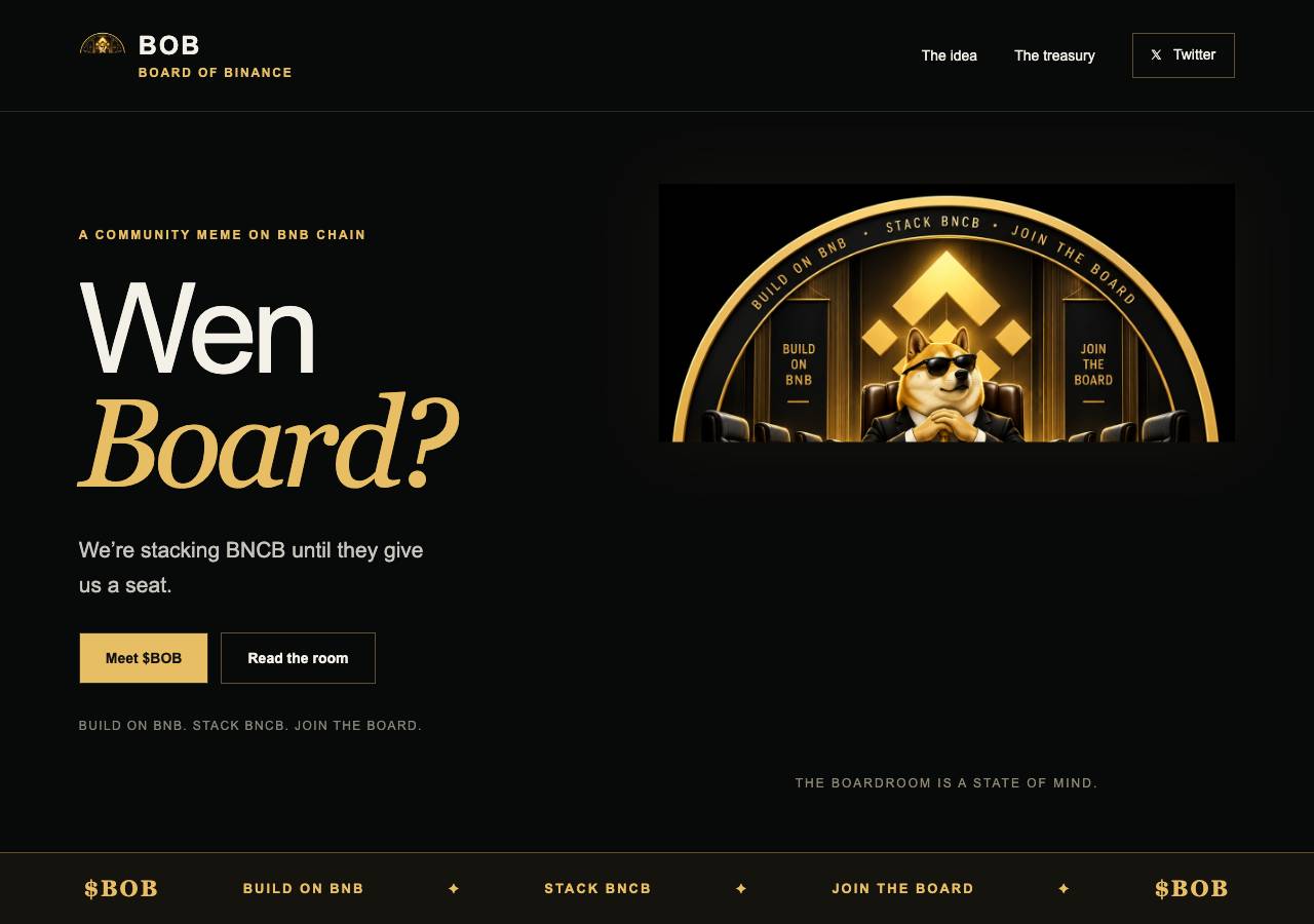 Screenshot of boardofbinance.live taken by the zone census on 2026-10-04
