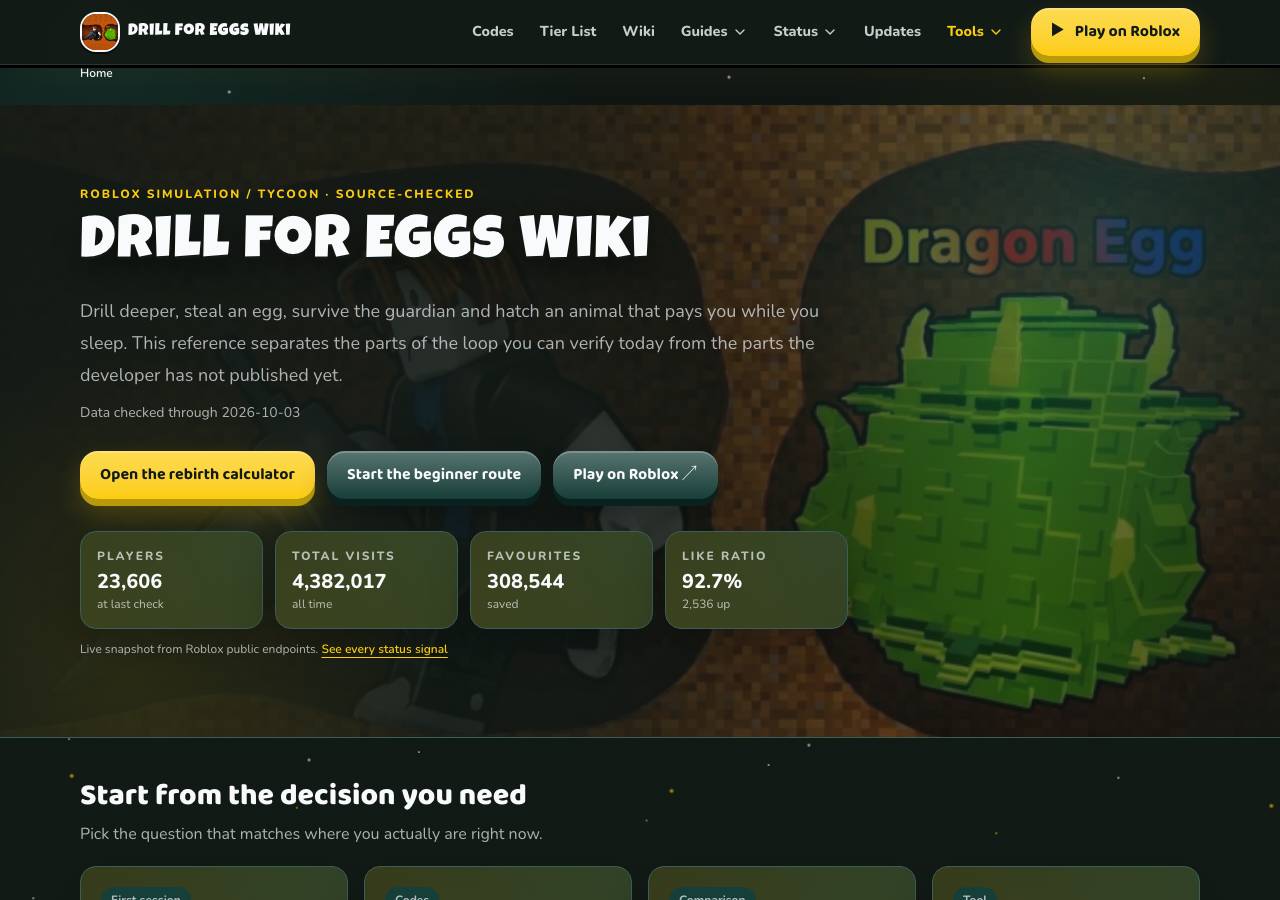 Screenshot of drillforeggsroblox.wiki taken by the zone census on 2026-10-04