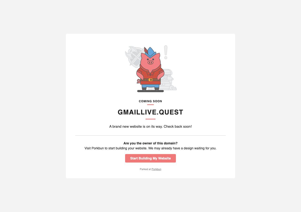Screenshot of gmaillive.quest taken by the zone census on 2026-10-04