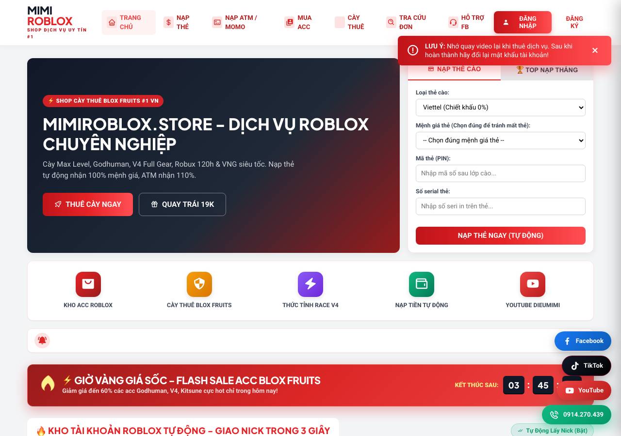 Screenshot of mimiroblox.store taken by the zone census on 2026-10-04