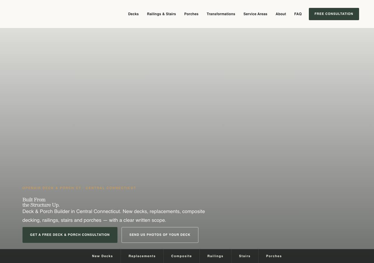 Screenshot of openairdeckct.pro taken by the zone census on 2026-10-04
