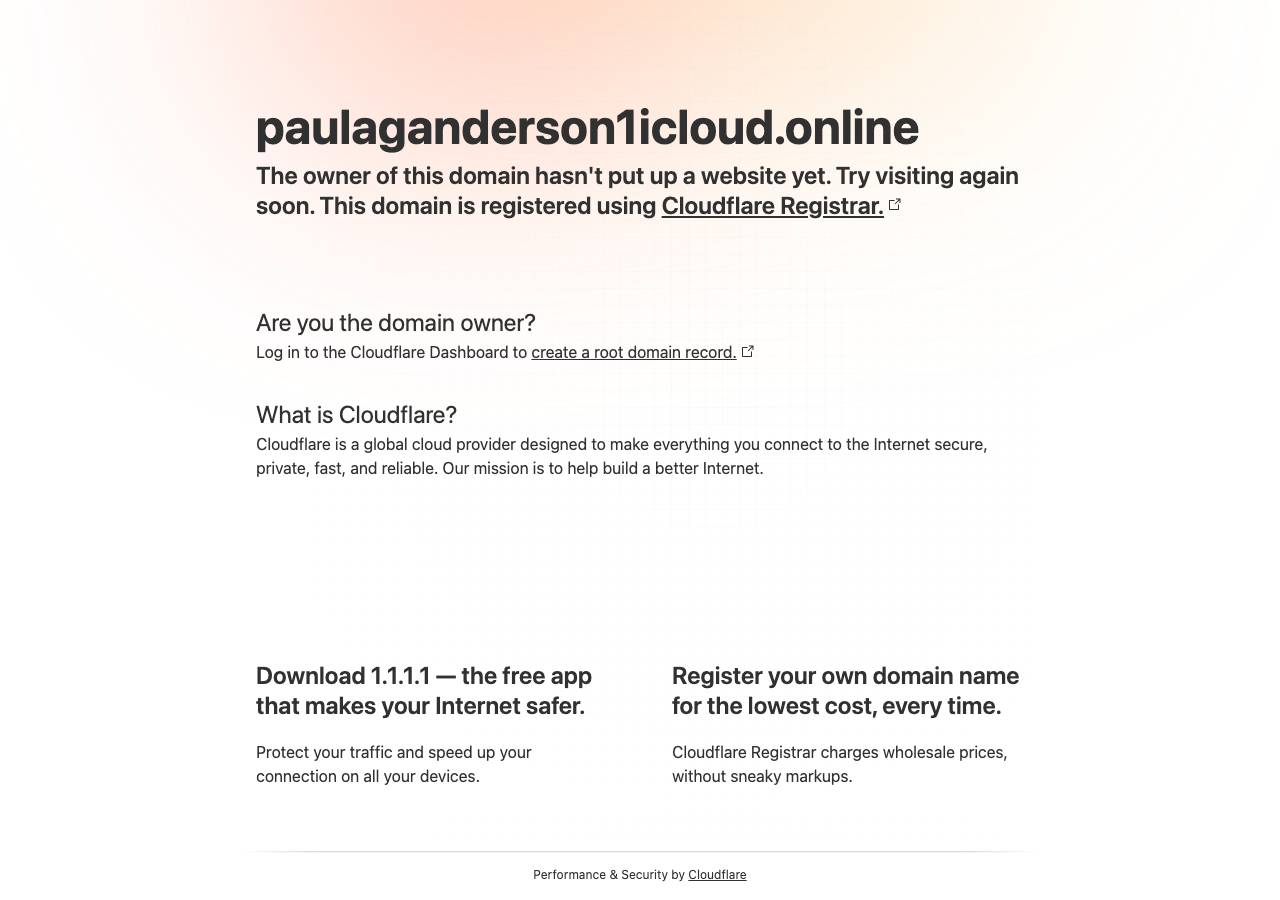 Screenshot of paulaganderson1icloud.online taken by the zone census on 2026-10-04