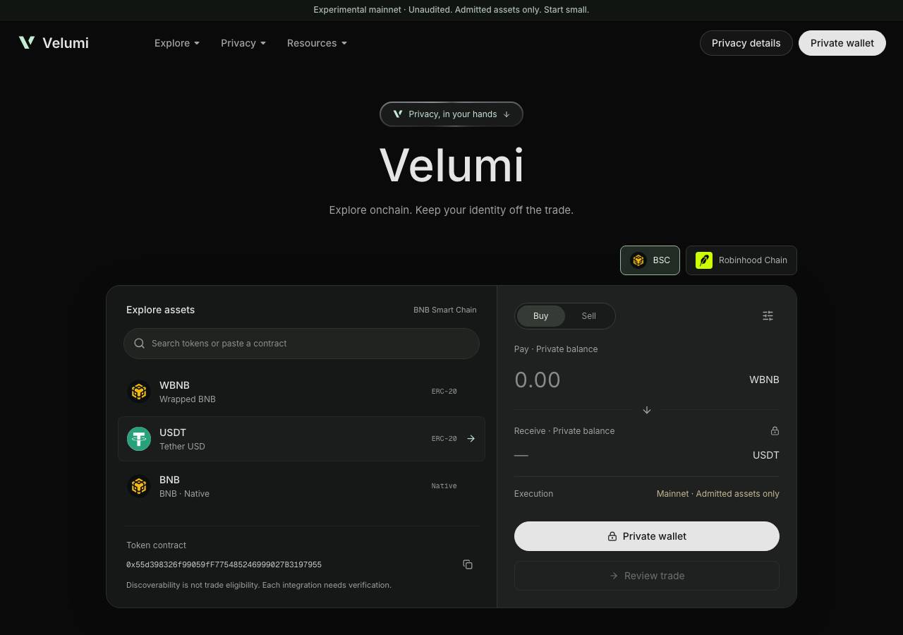 Screenshot of velumi.xyz taken by the zone census on 2026-10-04