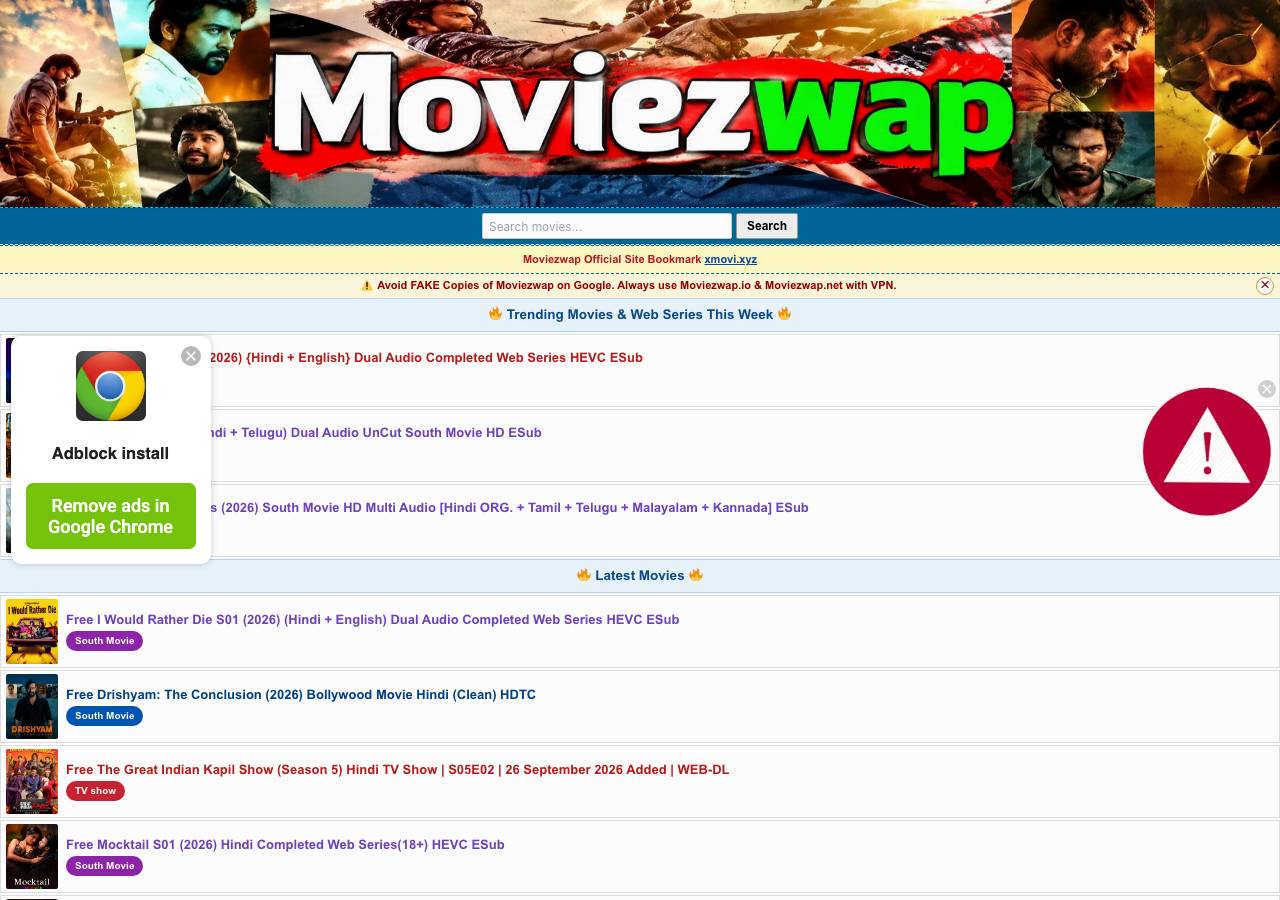 Screenshot of xmovi.xyz taken by the zone census on 2026-10-04