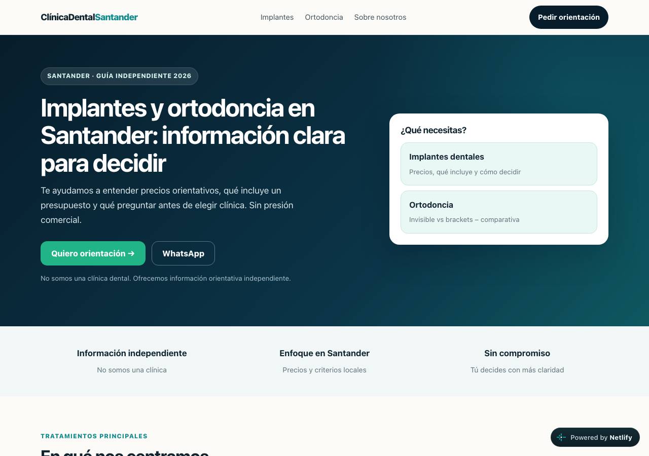 Screenshot of clinicadentalsantander.com taken by the zone census on 2026-10-05