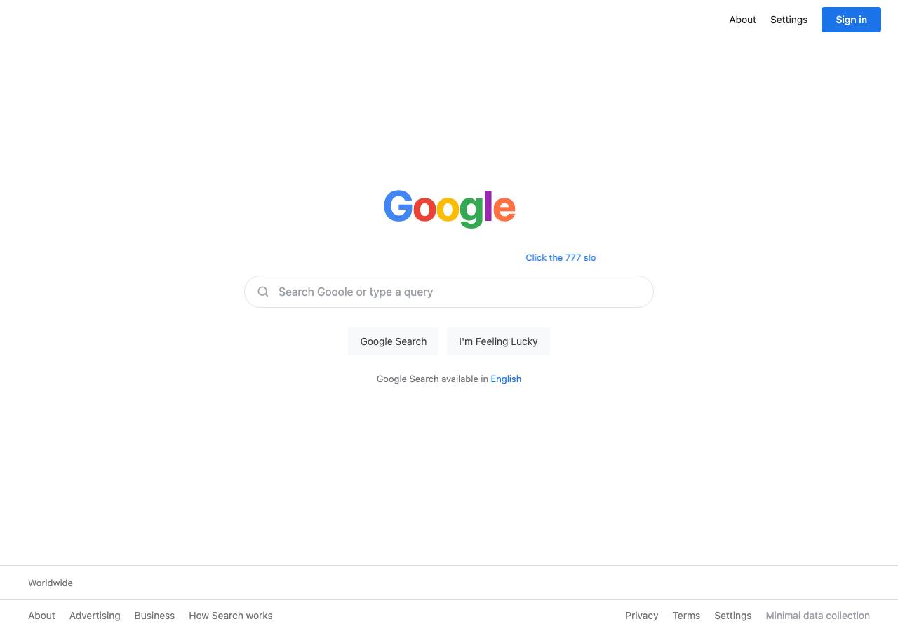 Screenshot of gooogle.click taken by the zone census on 2026-10-05