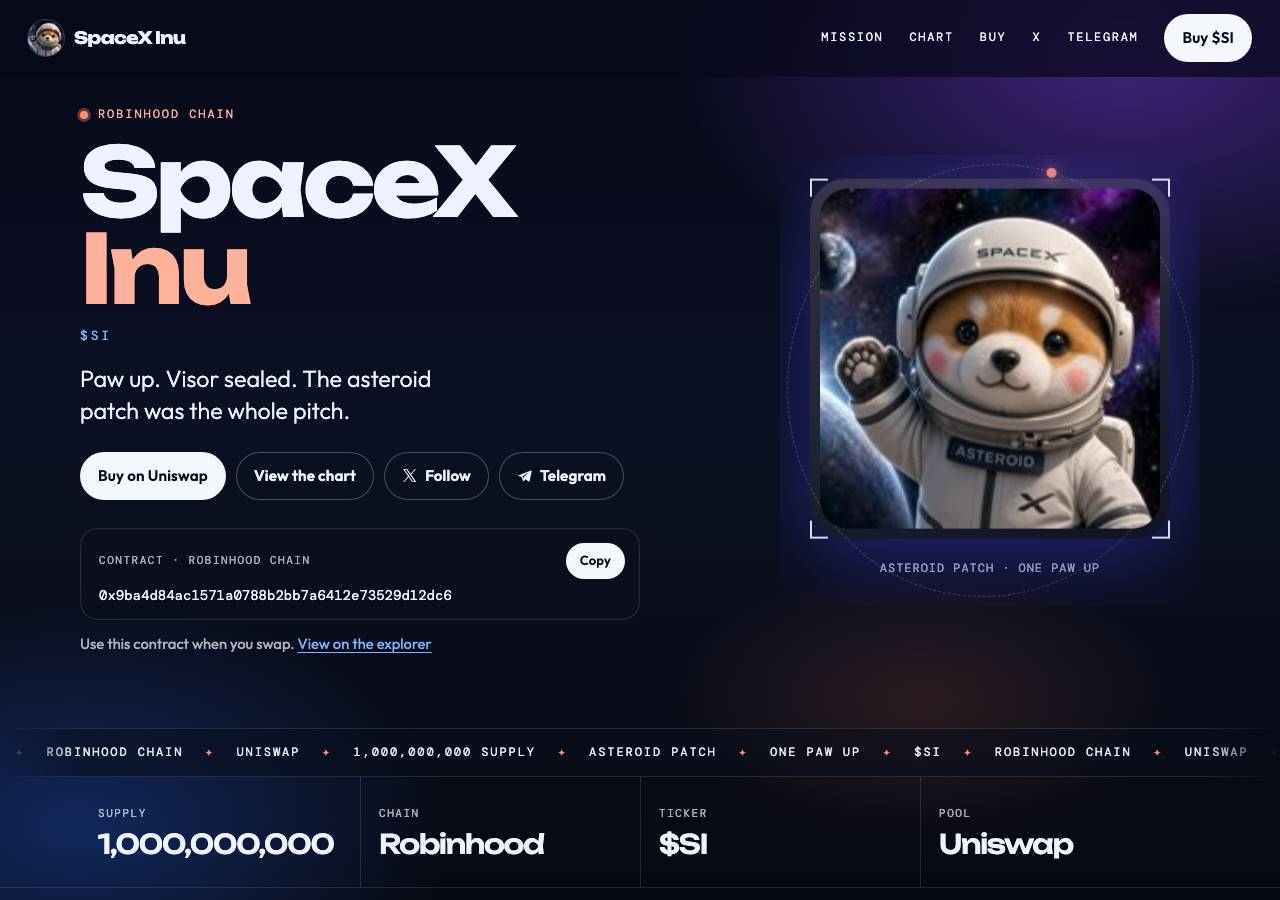Screenshot of spacexinu.space taken by the zone census on 2026-10-05