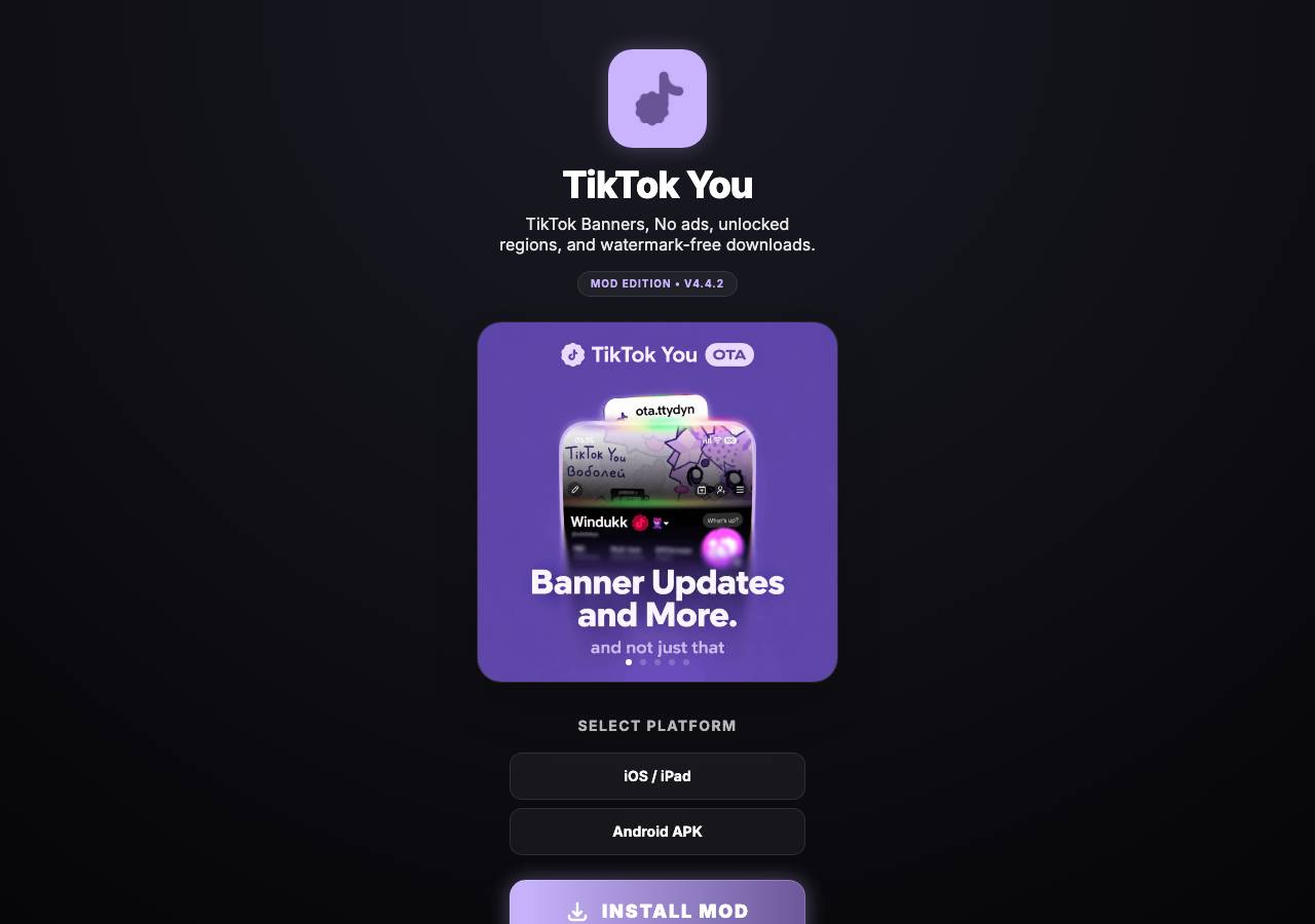 Screenshot of tiktokyou.site taken by the zone census on 2026-10-05