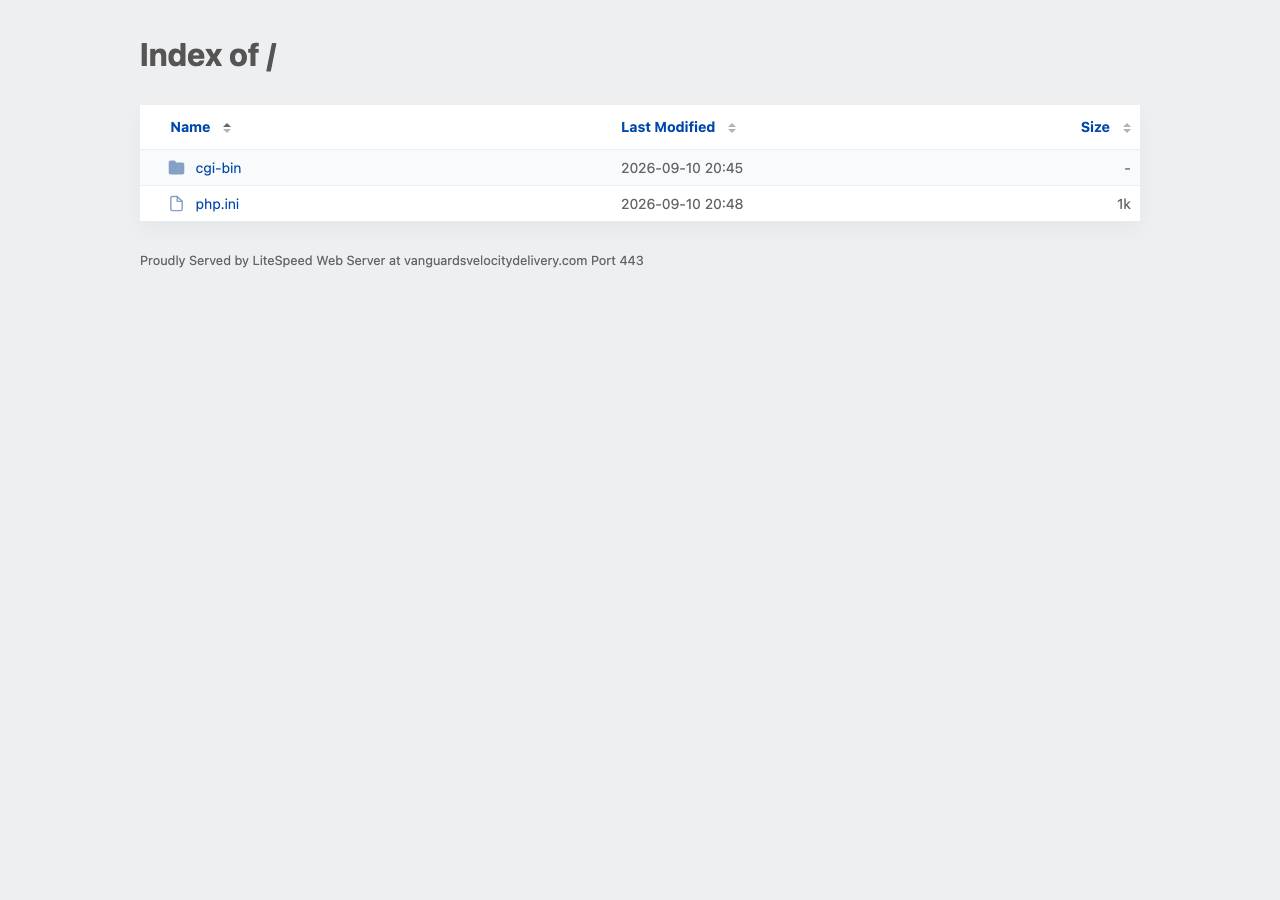 Screenshot of vanguardsvelocitydelivery.com taken by the zone census on 2026-10-05