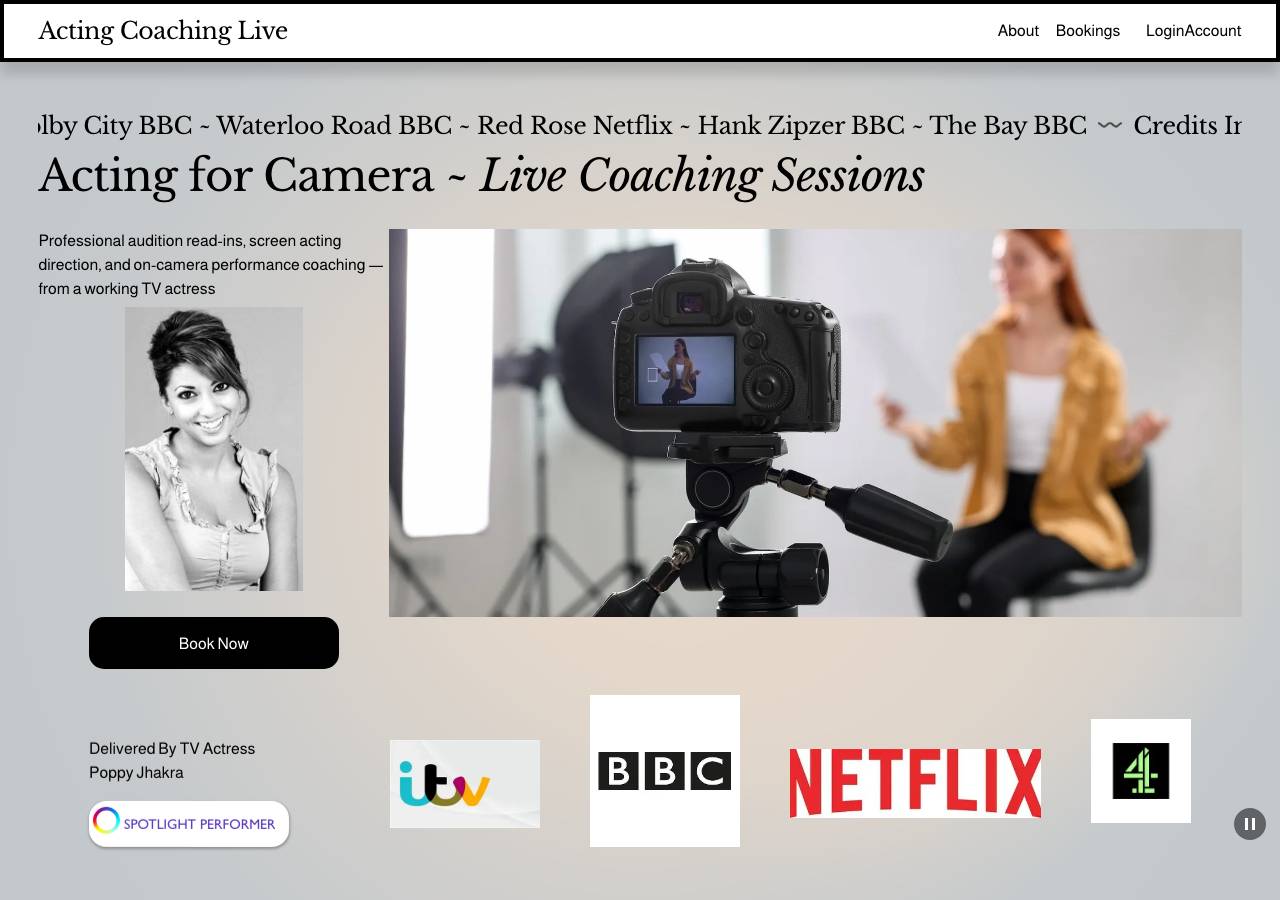 Screenshot of actingcoach.live taken by the zone census on 2026-10-06