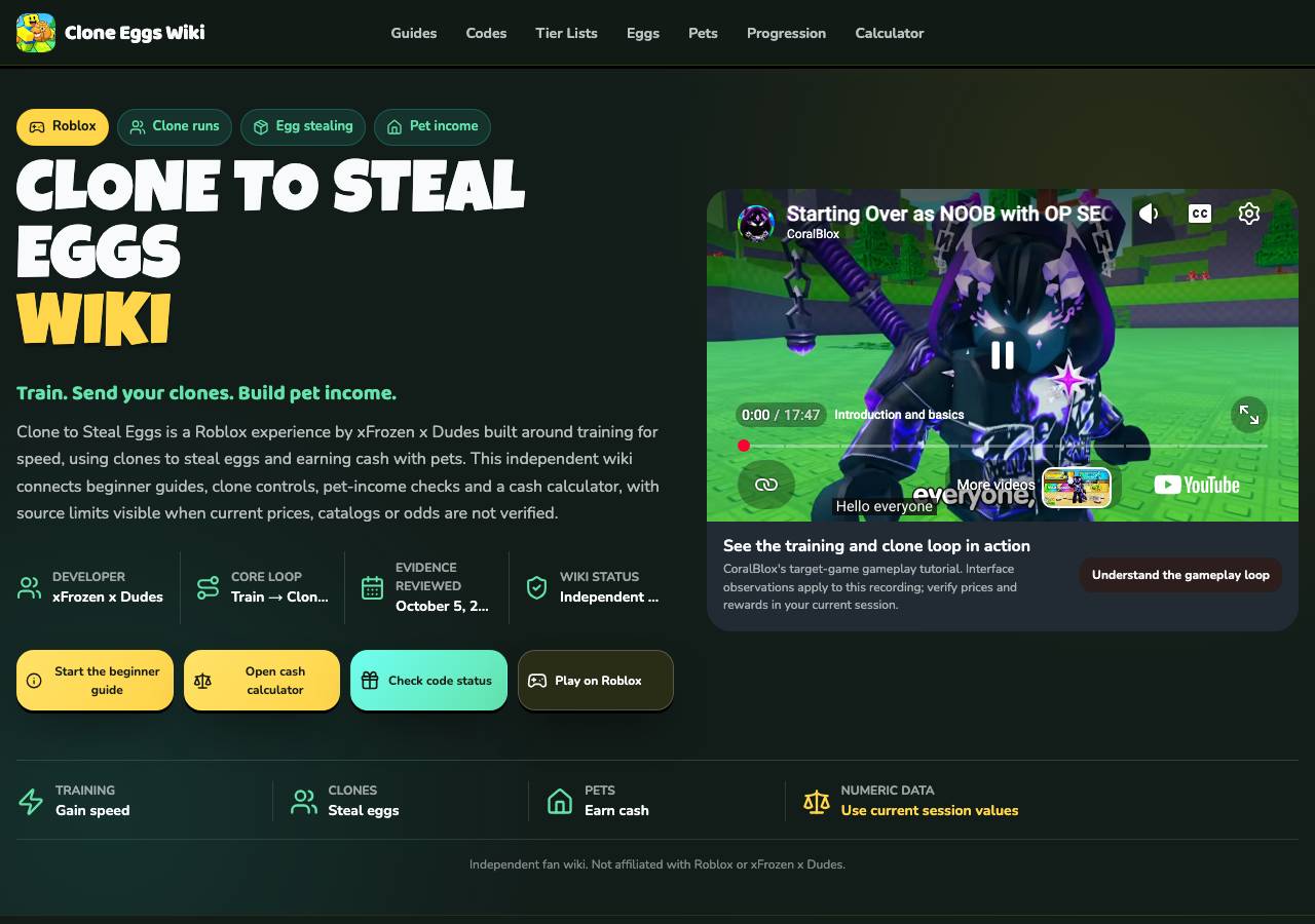 Screenshot of clone-to-steal-eggs-roblox.wiki taken by the zone census on 2026-10-06